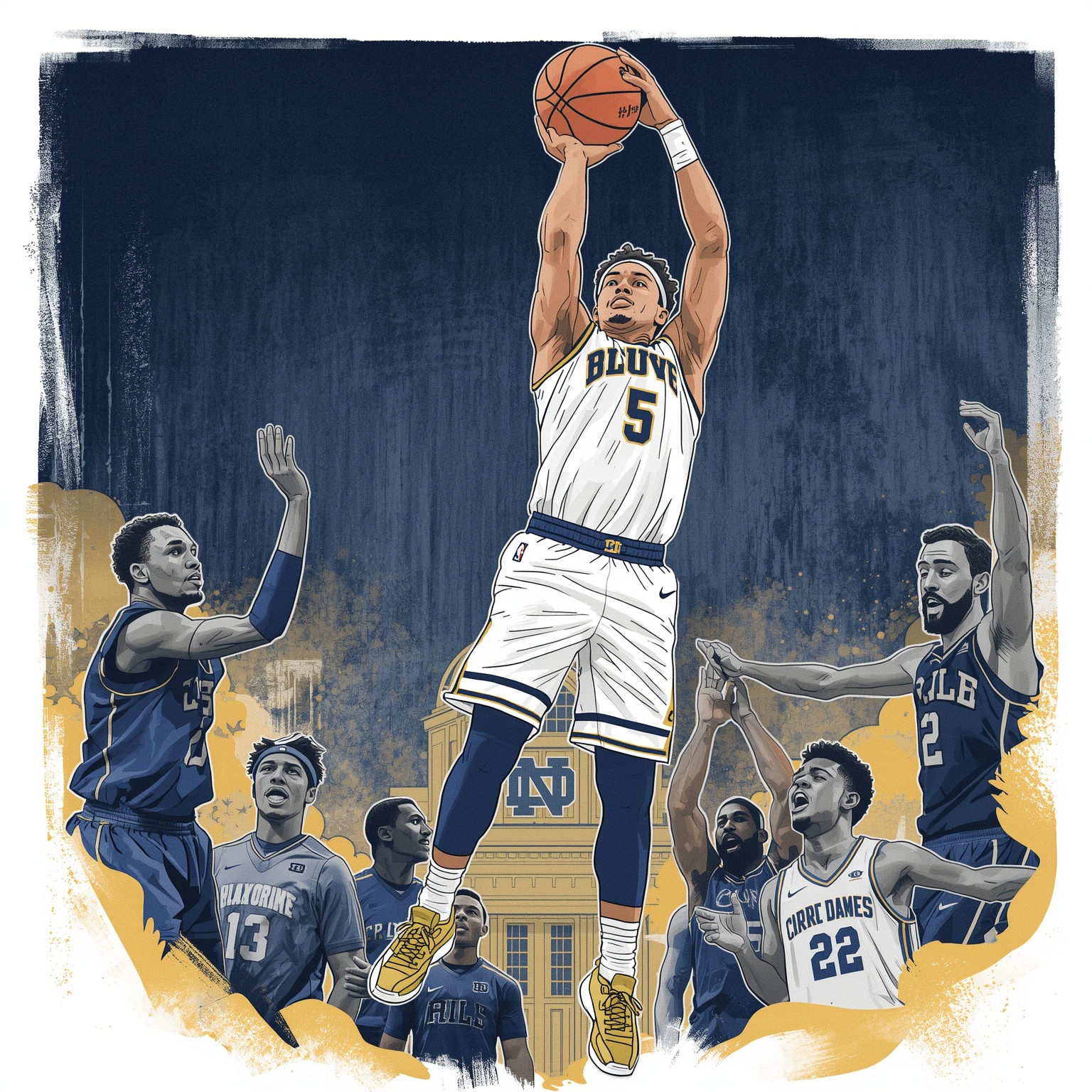 Hidalgo’s Heroics Propel Irish Past Fairfield - painting of Notre Dame Fighting Irish basketball venue