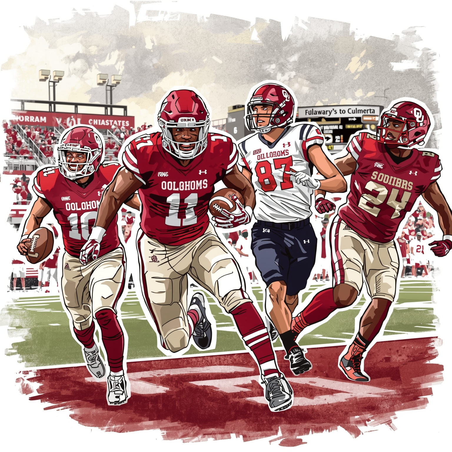 Oklahoma Sooners: Recruits, Defense and Softball Surge - painting of Oklahoma Sooners football, softball venue