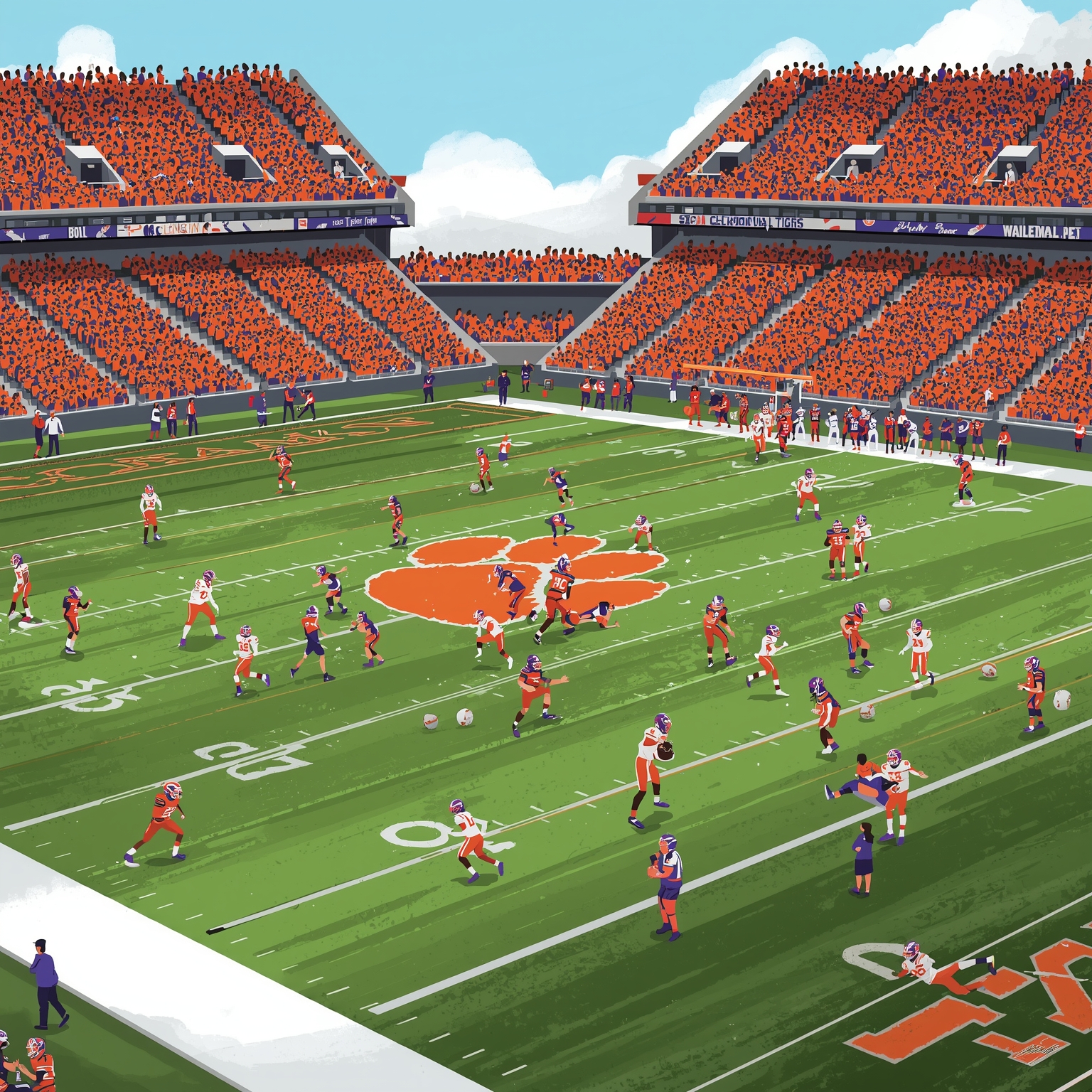 Clemson Chaos: Lineups, Transfers & Tumbling Tigers - painting of Clemson Tigers football,baseball,basketball venue