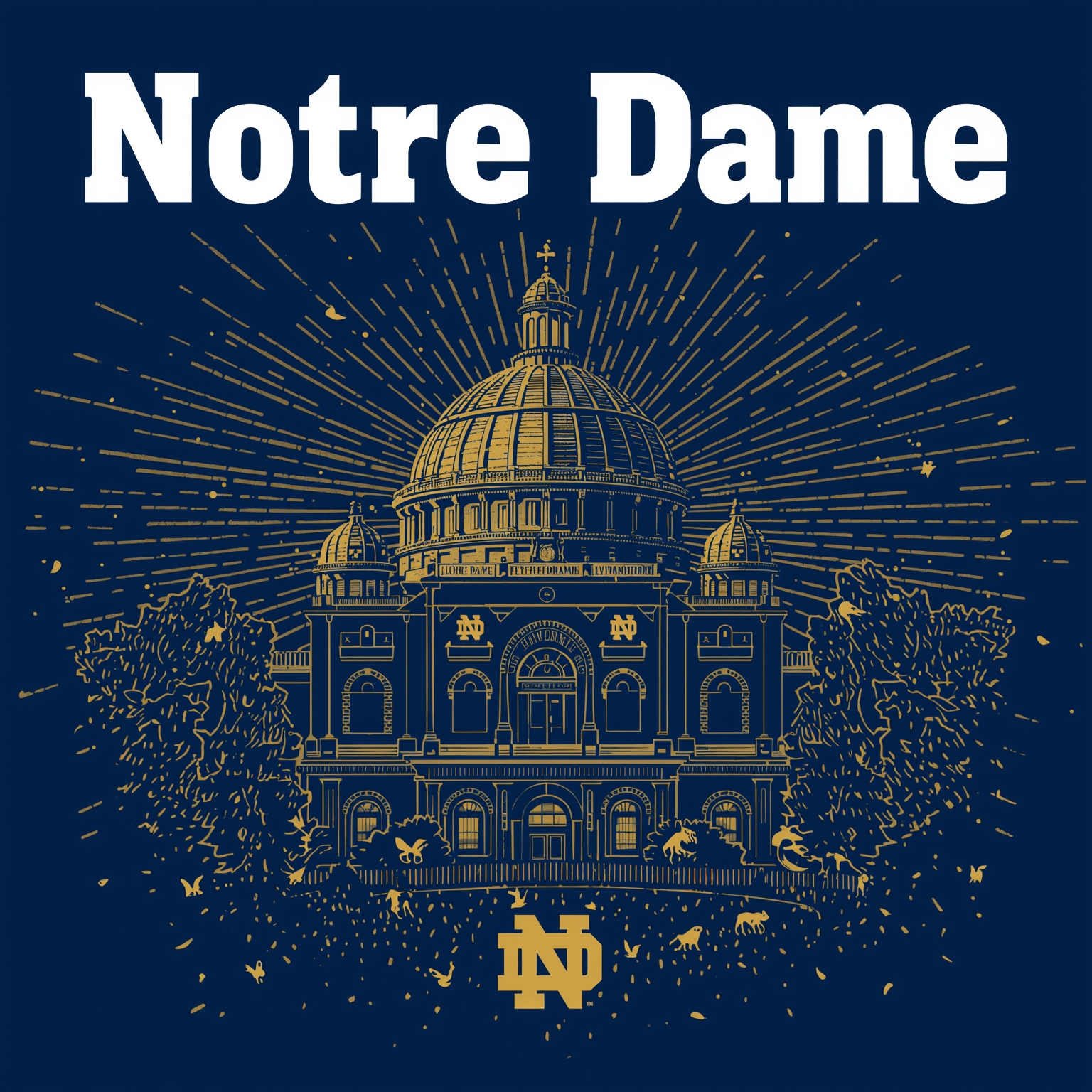 Notre Dame’s NFL Pro Day and Offseason Transfer Turmoil - painting of Notre Dame Fighting Irish football, basketball venue