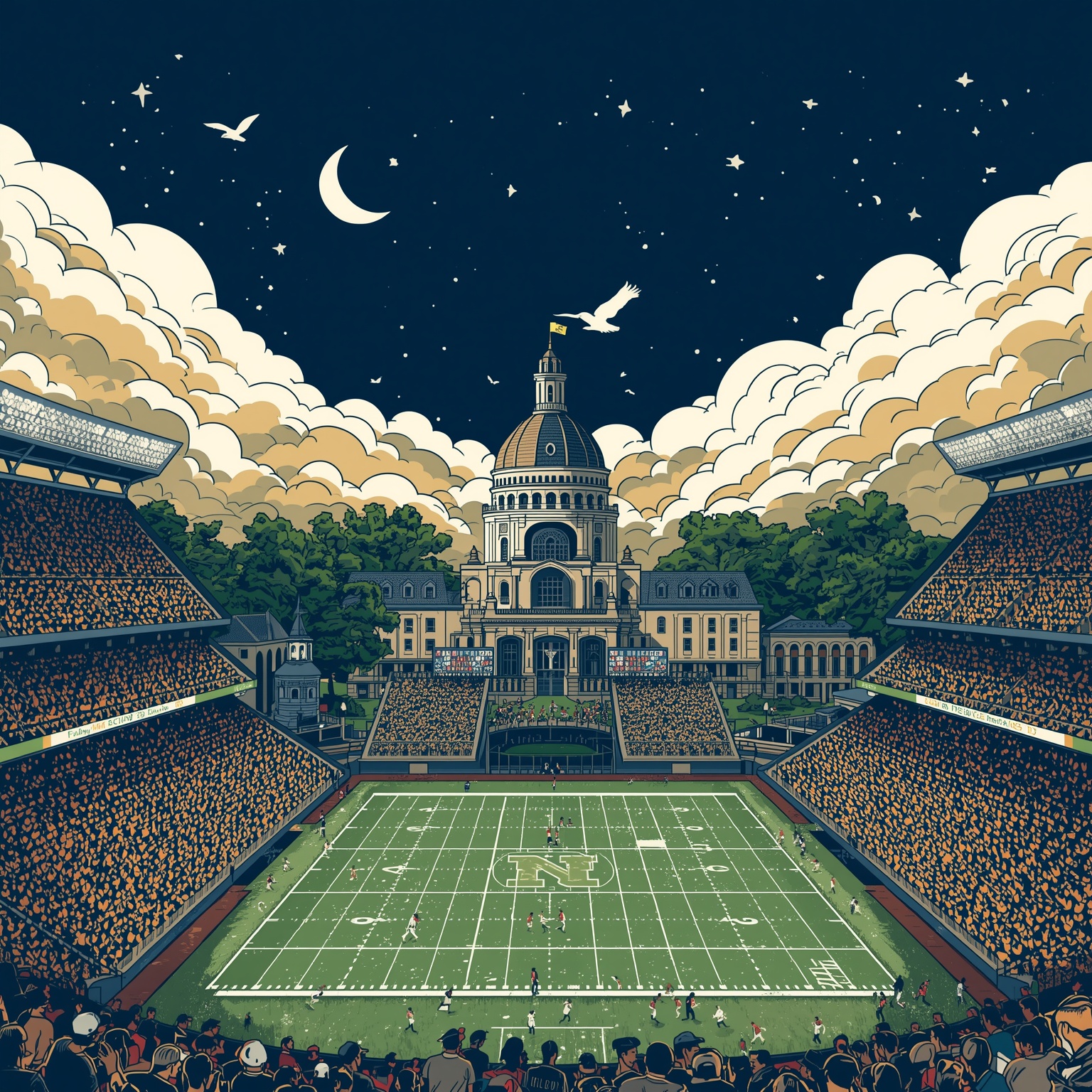 Notre Dame Dominates: Baseball Wins, Combine Star & Haters - painting of Notre Dame Fighting Irish baseball, football venue