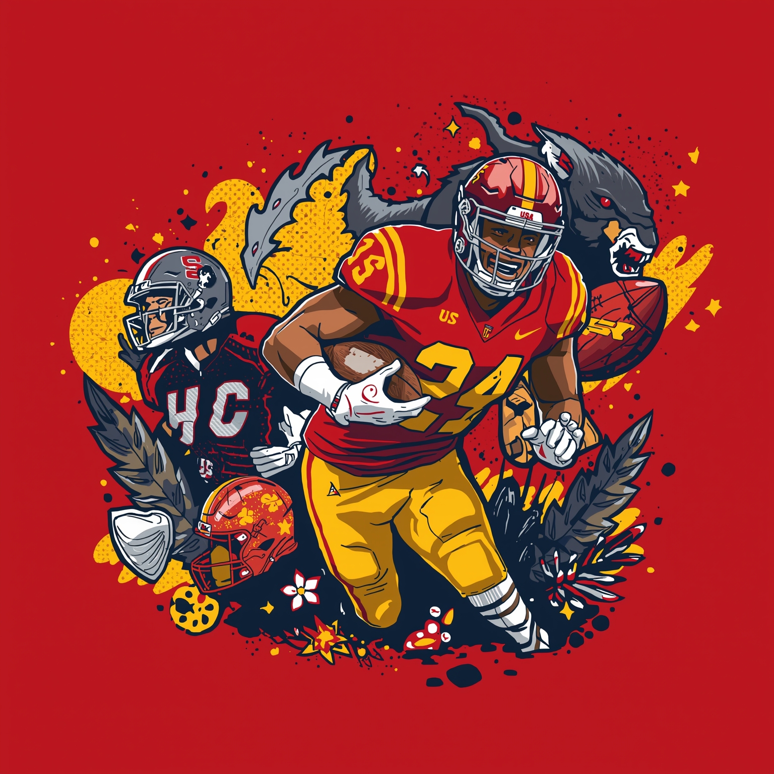 Trojans’ Talent Showcase: Spring Grit to Recruit Fervor - painting of USC Trojans football venue