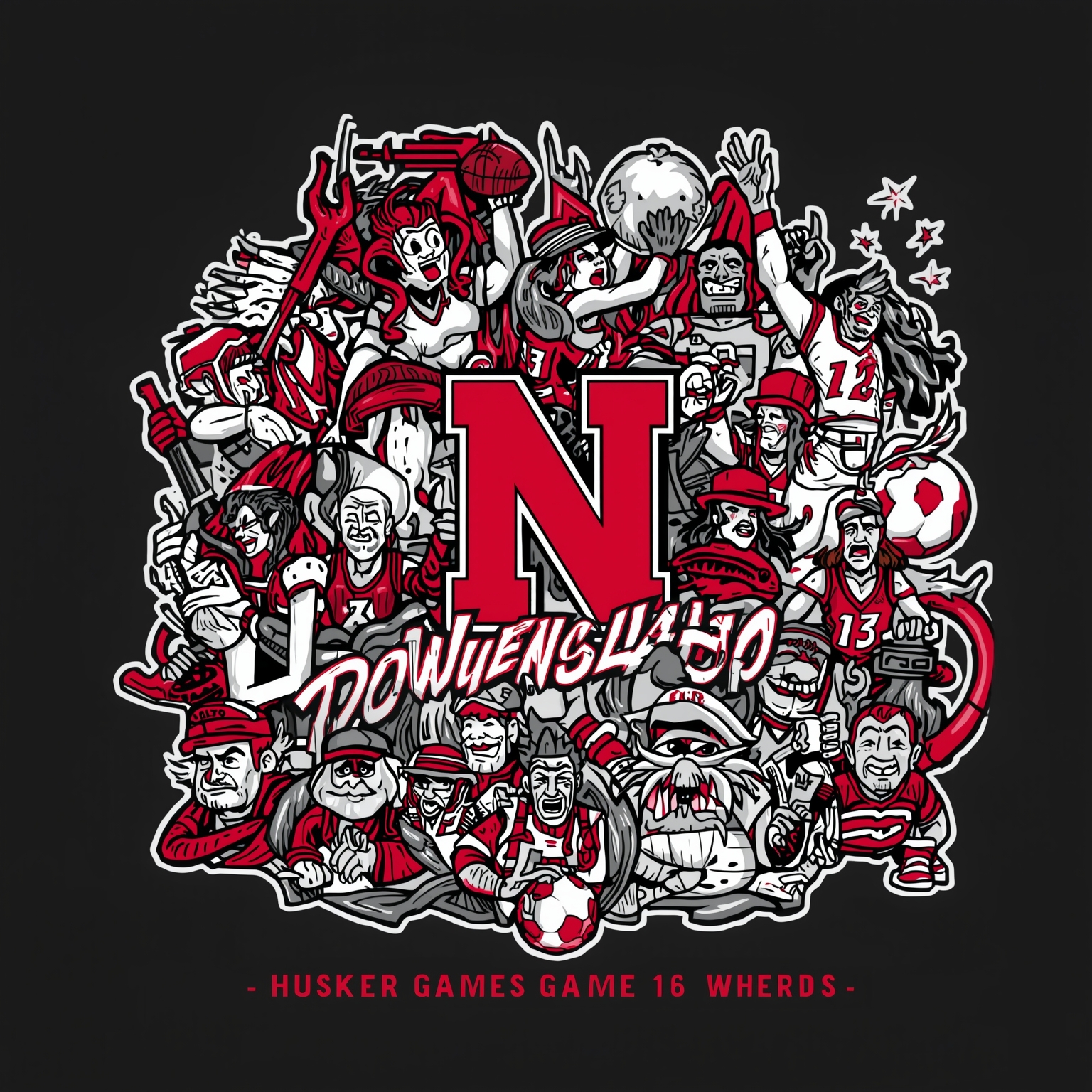 Husker Hype: Spring Games, Pro Day, and Sweet 16 Shockers - painting of Nebraska Cornhuskers basketball, football, baseball venue