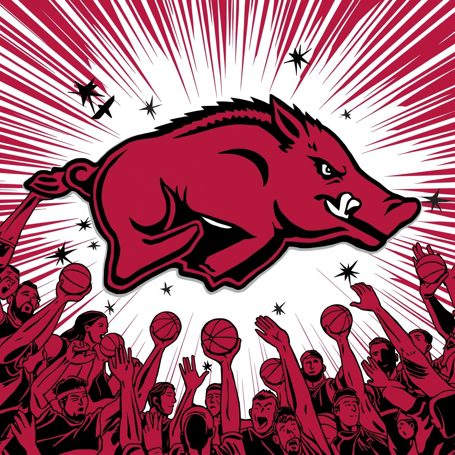 Razorbacks’ Hoops Hysteria Unleashed - painting of Arkansas Razorbacks basketball venue