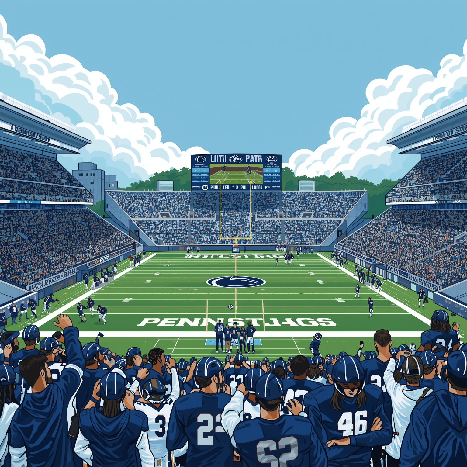 Penn State's Season: From Hockey Heartache to QB Quandaries - painting of Penn State Nittany Lions hockey, football venue