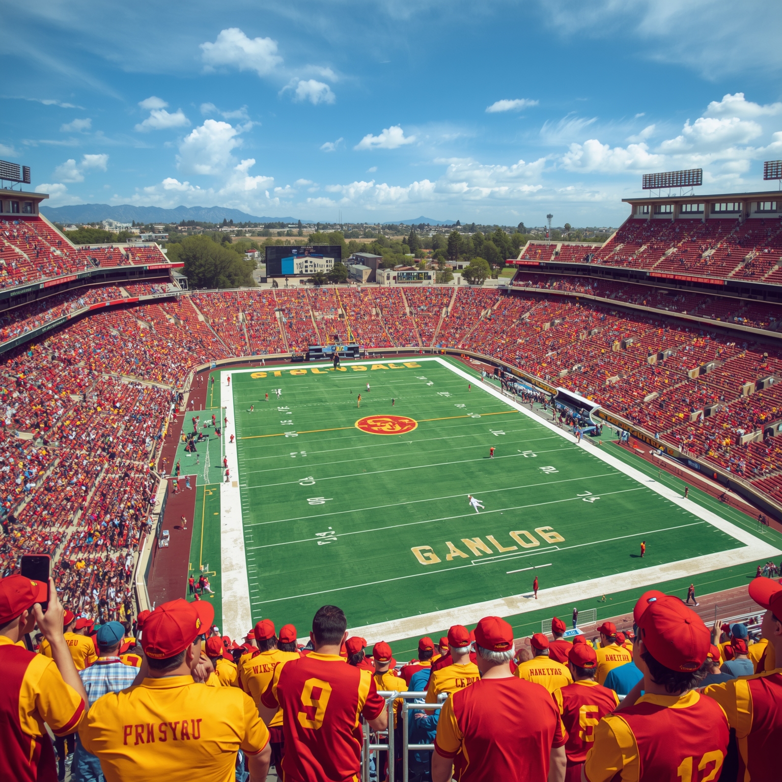 USC Recruiting Spotlight: NBA Mock, Flip & All-American Stars - painting of USC Trojans basketball, football venue