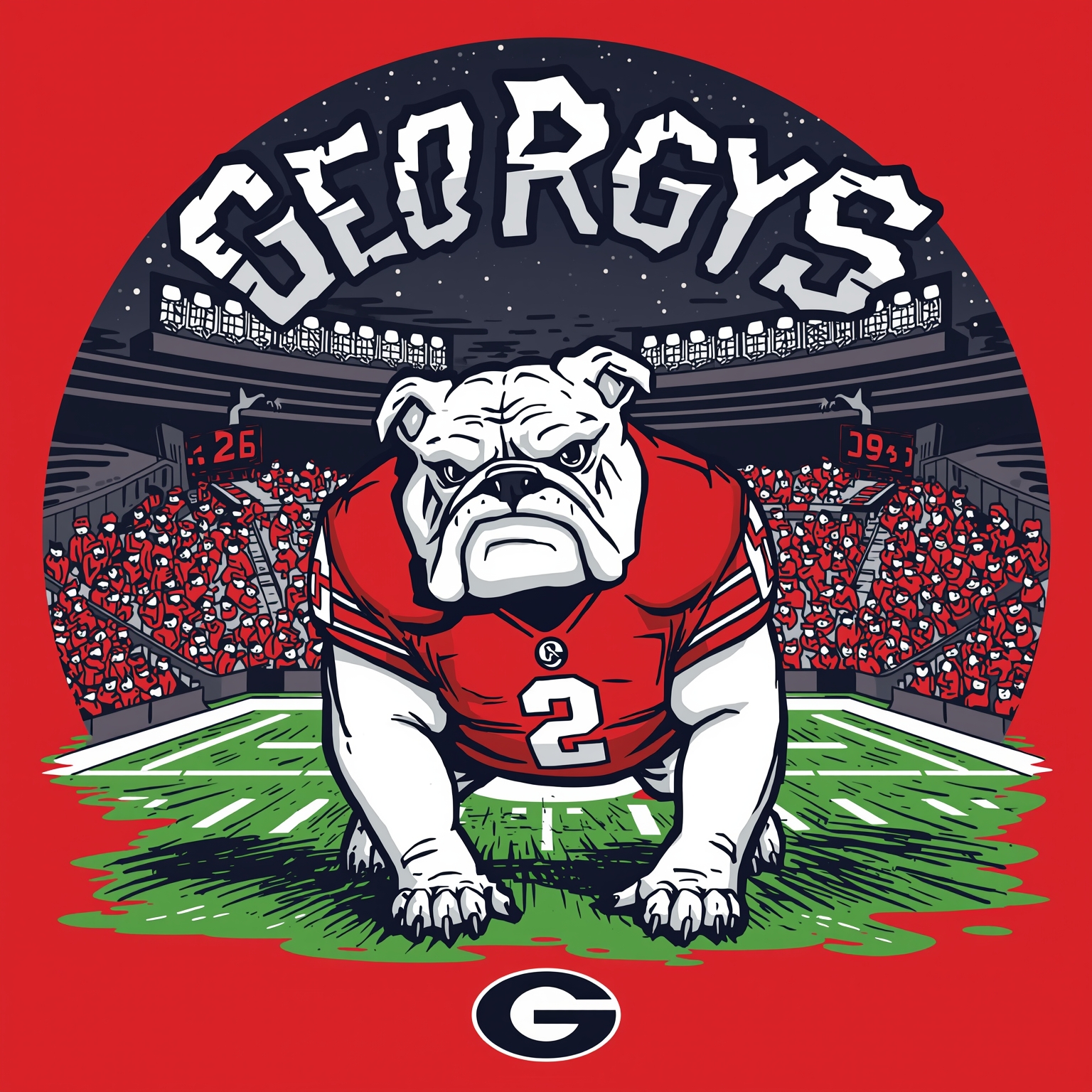 Georgia’s Spring Shakedown and 2026 Breakouts - painting of Georgia Bulldogs football venue