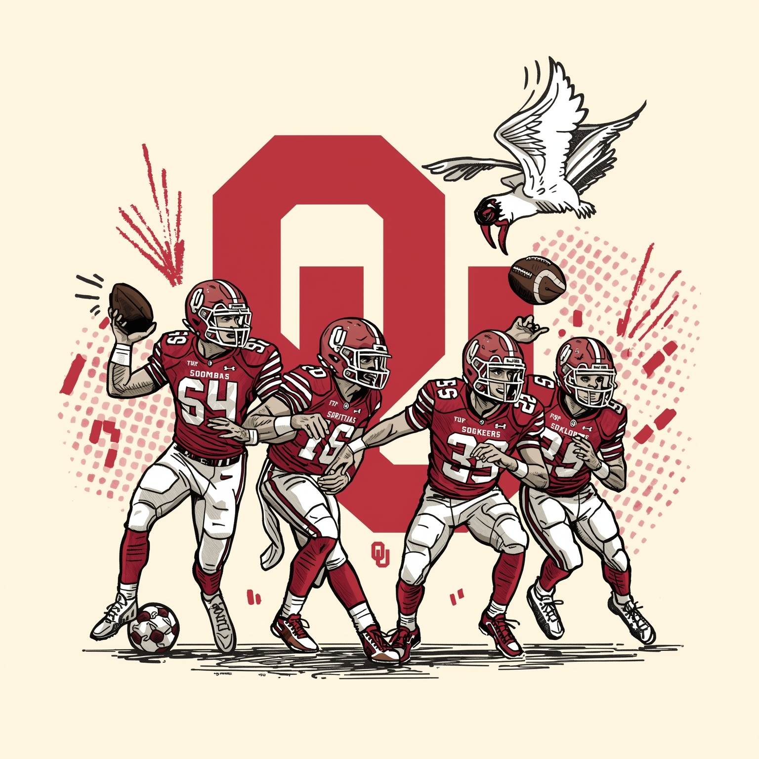 Sooners' Spring Spark: Recruits, Records, Coach & Numbers - painting of Oklahoma Sooners football, softball, basketball venue