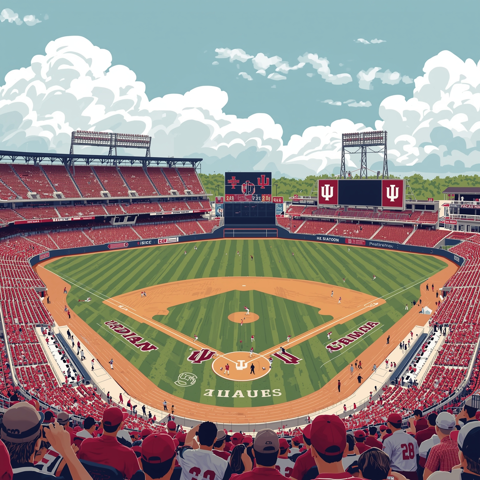 Hoosiers Grapple with Losses and Spring Opportunities - painting of Indiana Hoosiers baseball,football venue