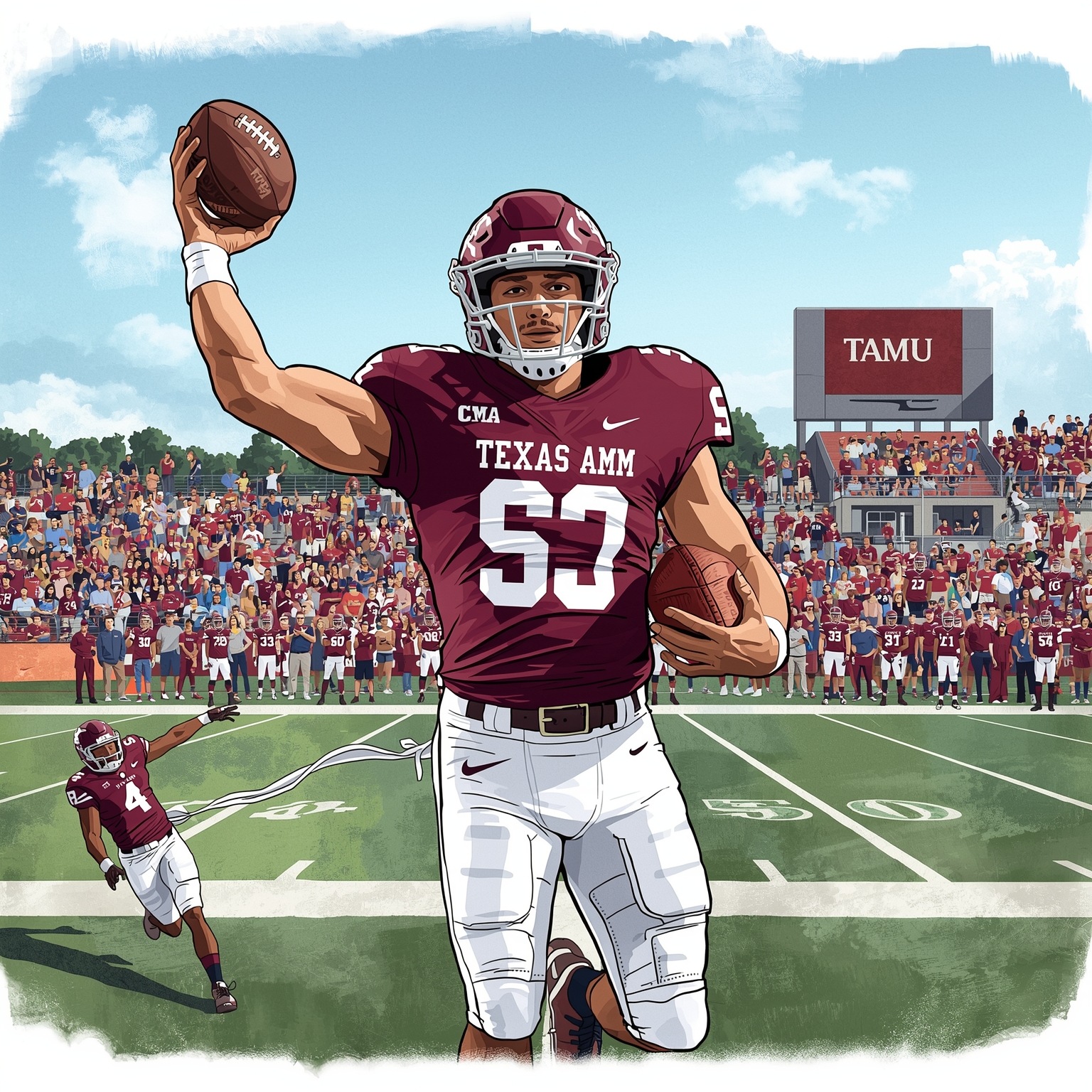 Aggies’ Big Moves: Reed’s Fixes, 5-Star Chase, Rival Upset - painting of Texas A&M Aggies football, softball venue
