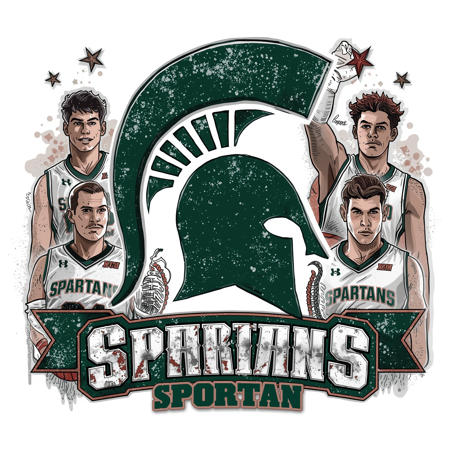 Spartan Spotlight: New Recruits, Pros, Regrets & Scrimmage - painting of Michigan State Spartans basketball, hockey, football venue