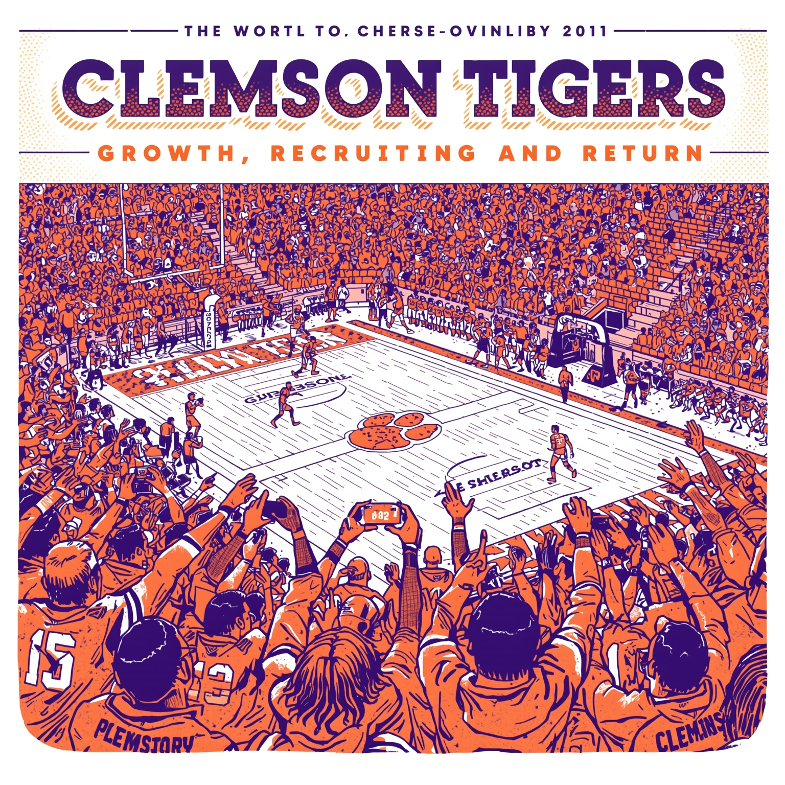 Clemson Tigers: Growth, Recruiting, and Return - painting of Clemson Tigers basketball football venue
