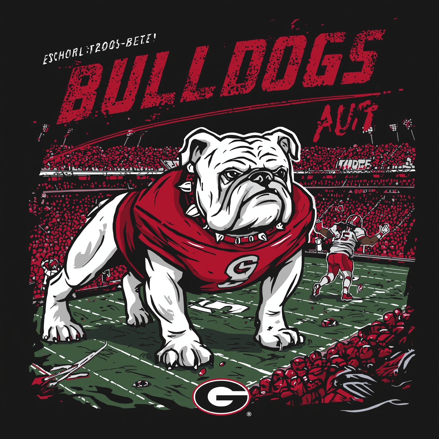 Georgia Bulldogs Hit Field and Court with High Stakes - painting of Georgia Bulldogs football, basketball venue