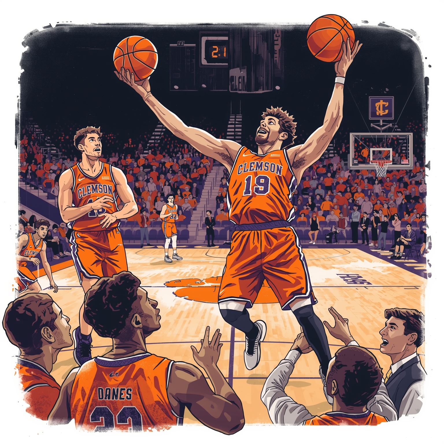Clemson Basketball Shake-Ups: Injury and Transfer Frenzy - painting of Clemson Tigers basketball venue