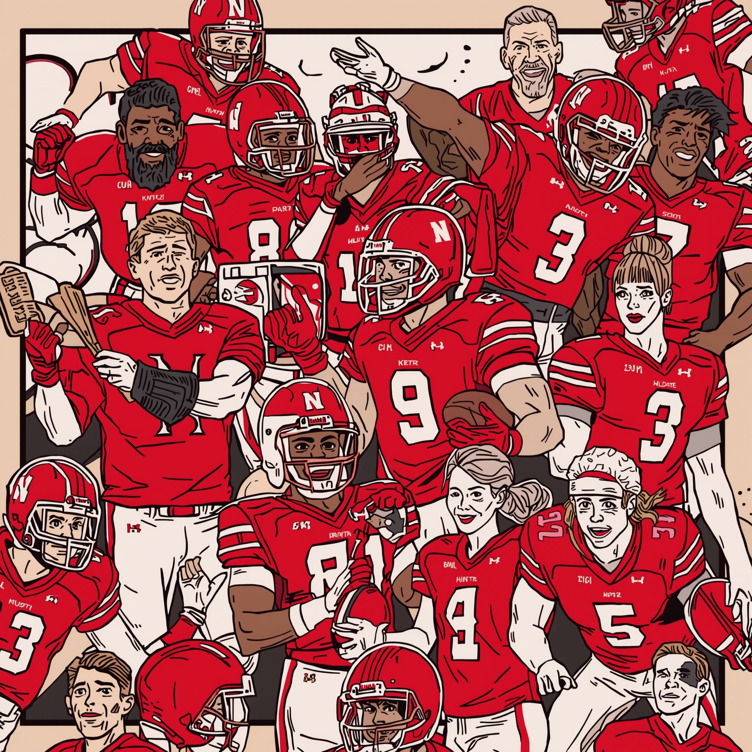 Nebraska Sports: Baseball, Softball Sweeps & Football Woes - painting of Nebraska Cornhuskers baseball,softball,football venue