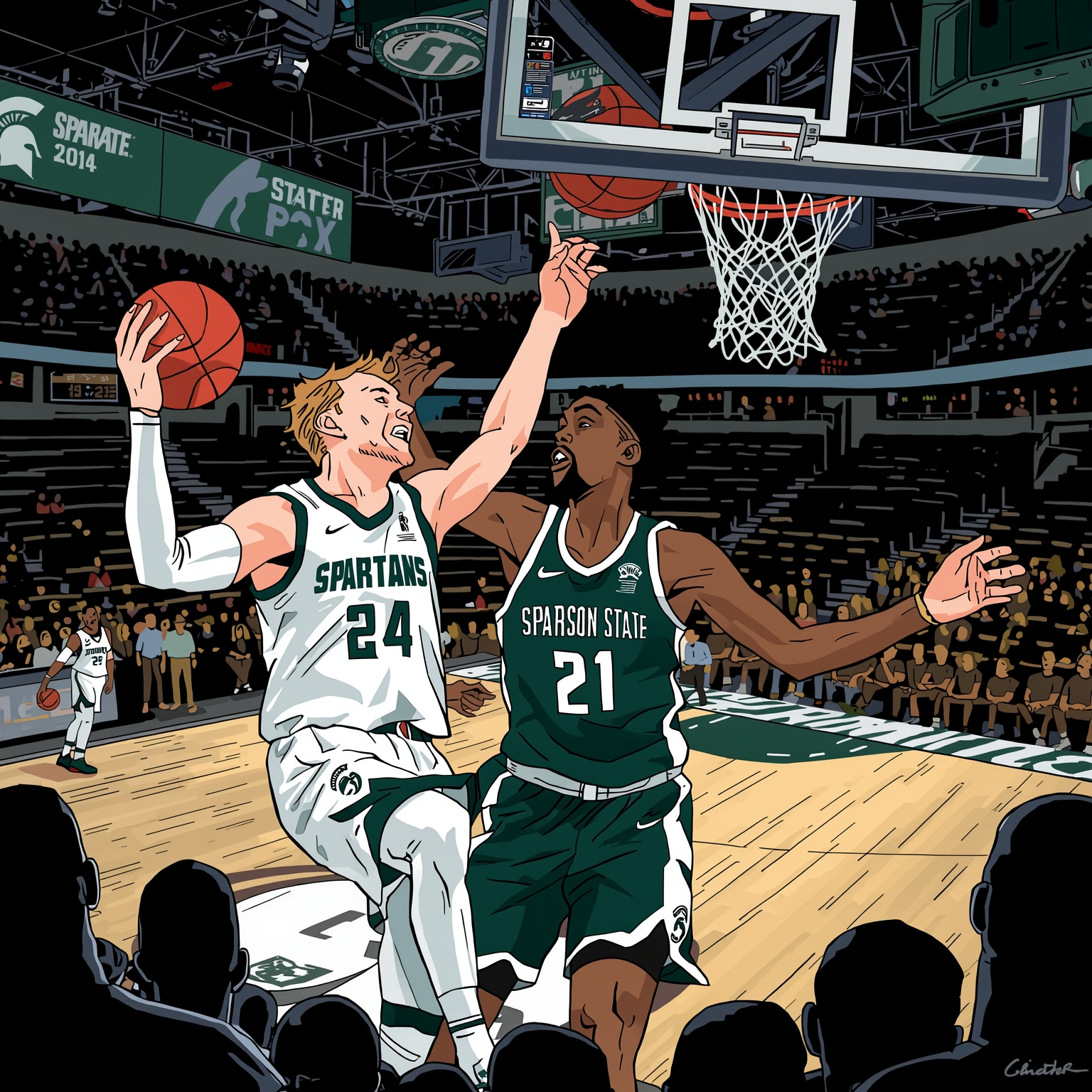 Izzo's Next Steps: Portal Push and 2026 Recruits - painting of Michigan State Spartans basketball venue