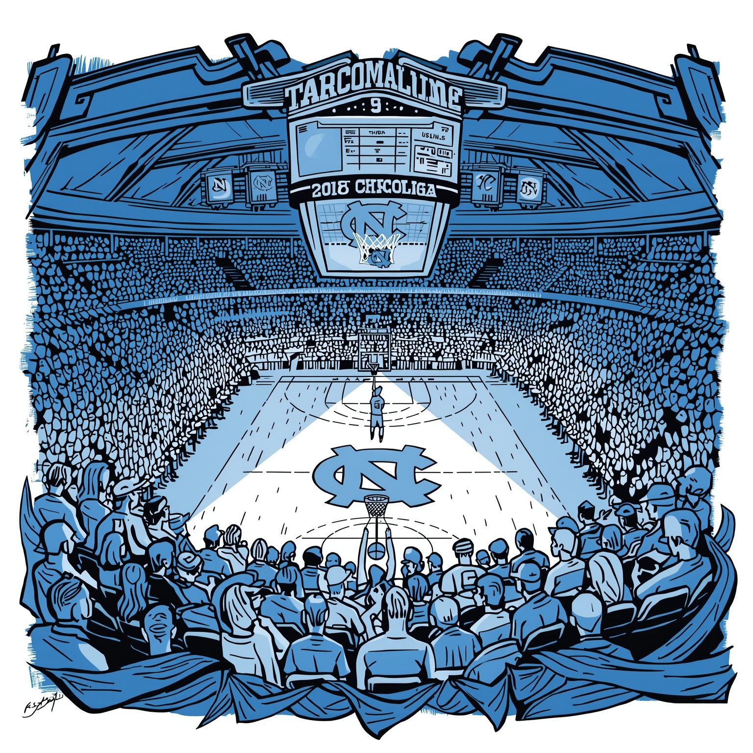 How UNC’s Next Hire Could Ignite a Basketball Revival - painting of North Carolina Tar Heels basketball venue