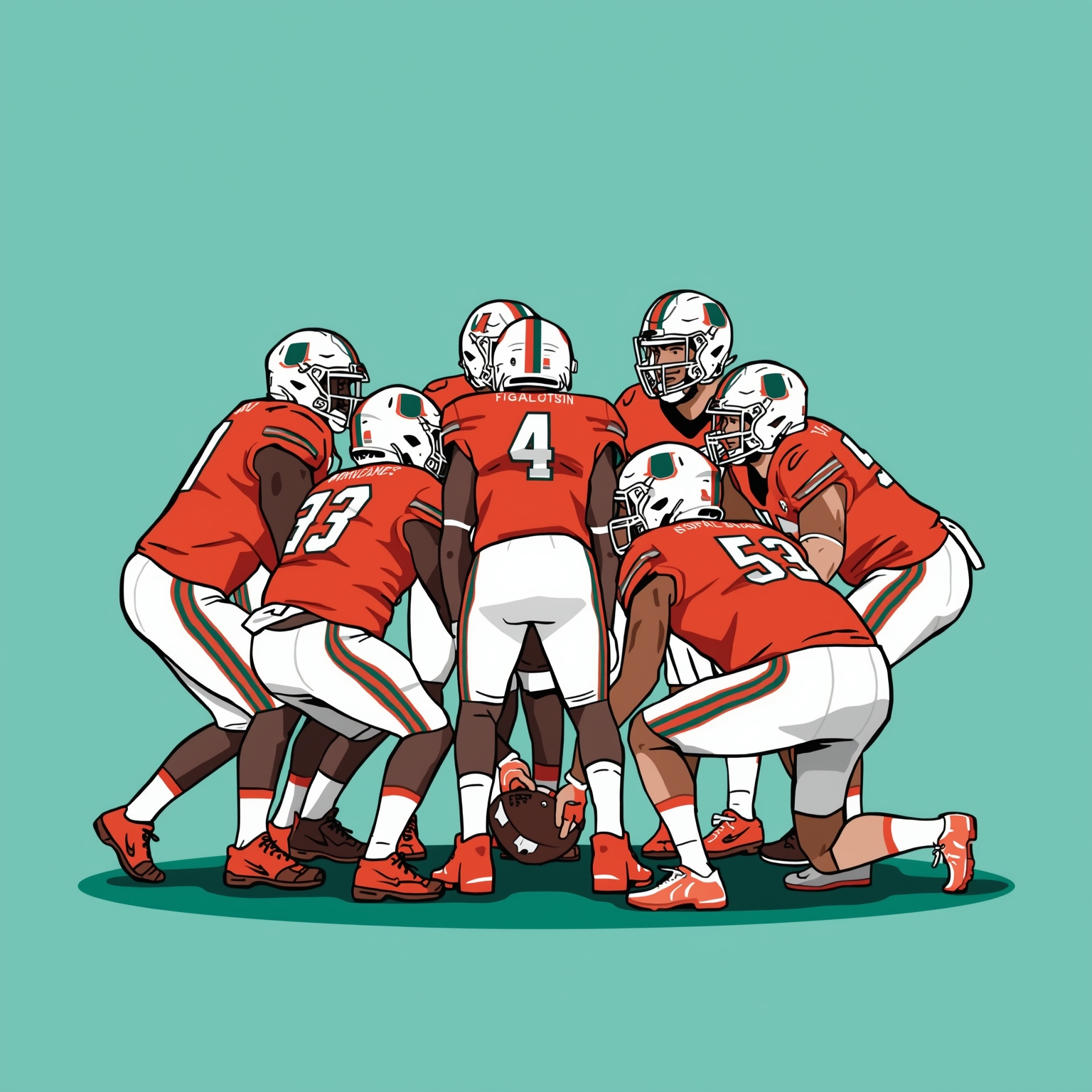 Hurricanes’ Huddle: Lines, Legends & Legendary Recruits - painting of Miami Hurricanes football venue
