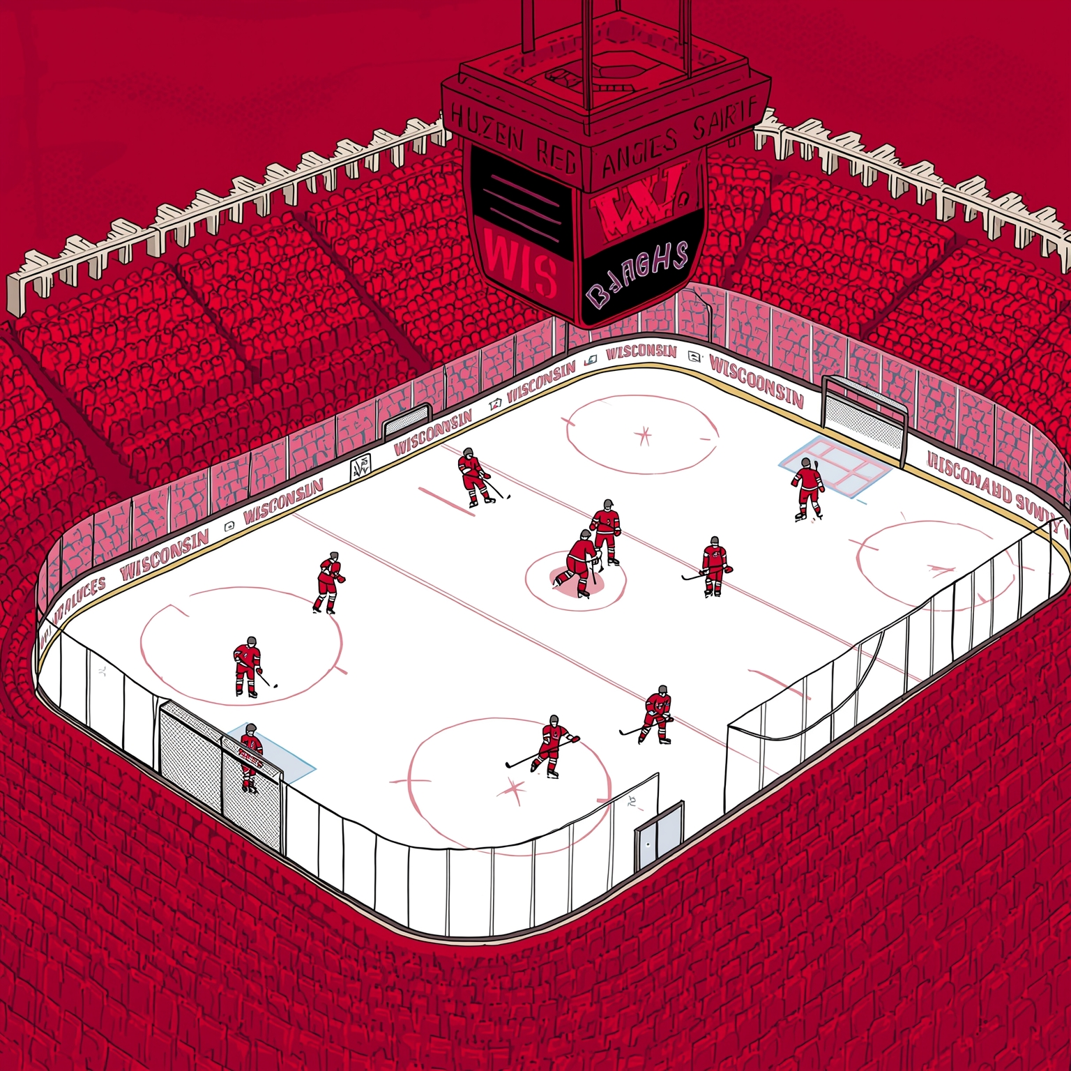 Badgers’ Frozen Four Showdown & Recruiting Frenzy - painting of Wisconsin Badgers football,hockey venue