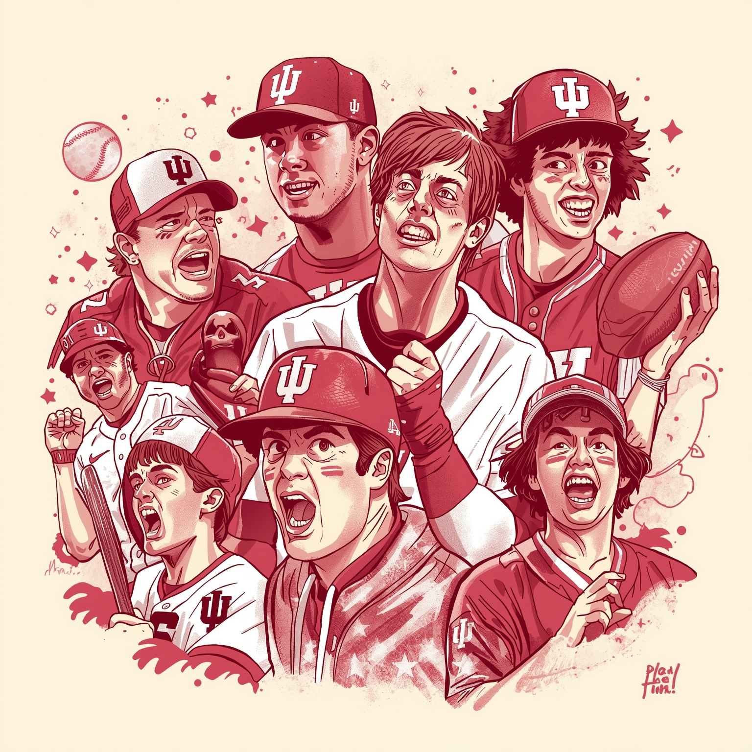 Hoosiers’ Player Shifts, Fan Fury & Baseball Showdown - painting of Indiana Hoosiers basketball, baseball venue