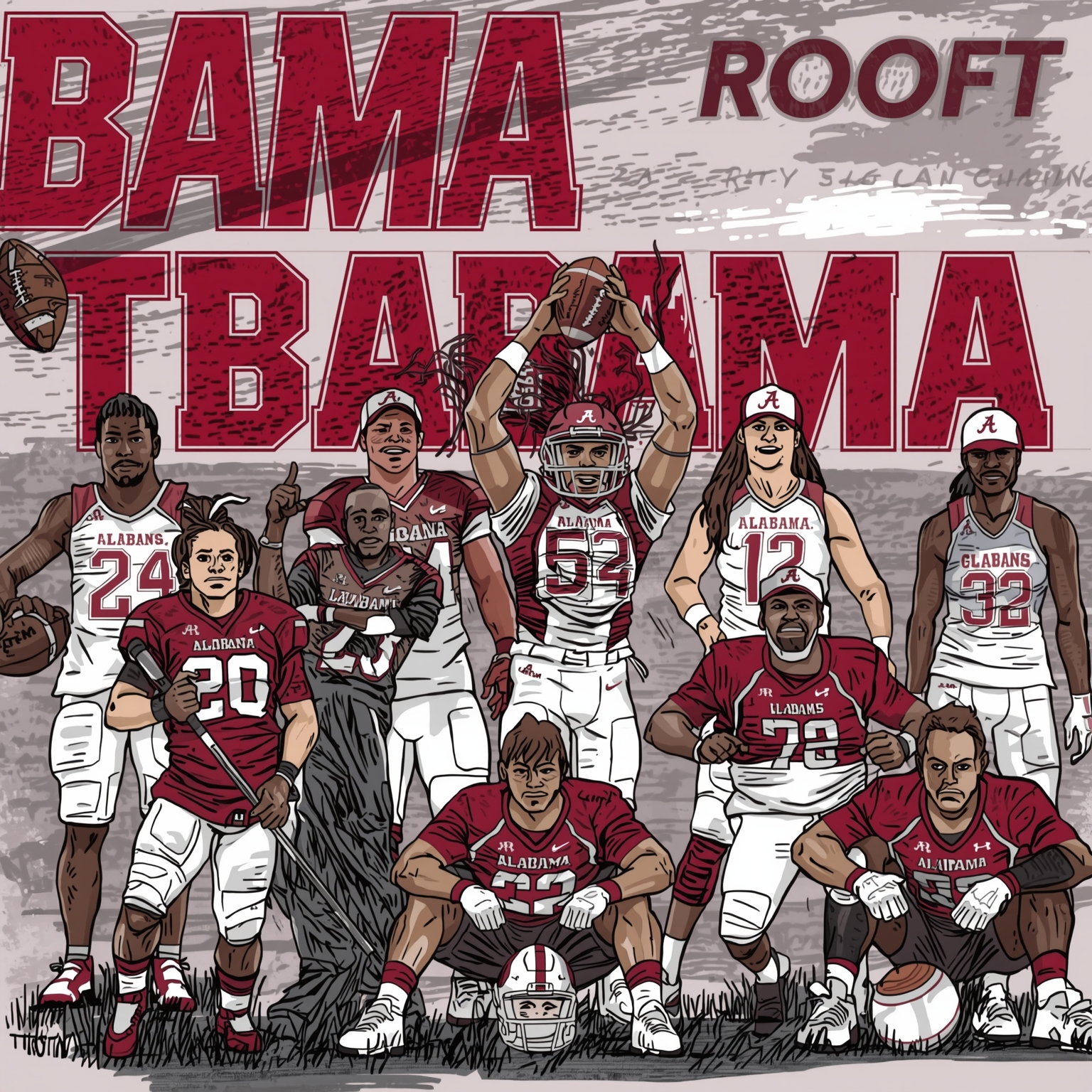 Alabama Shakeups: Decommit, Coach Awards, Softball, NFL - painting of Alabama Crimson Tide football, softball venue
