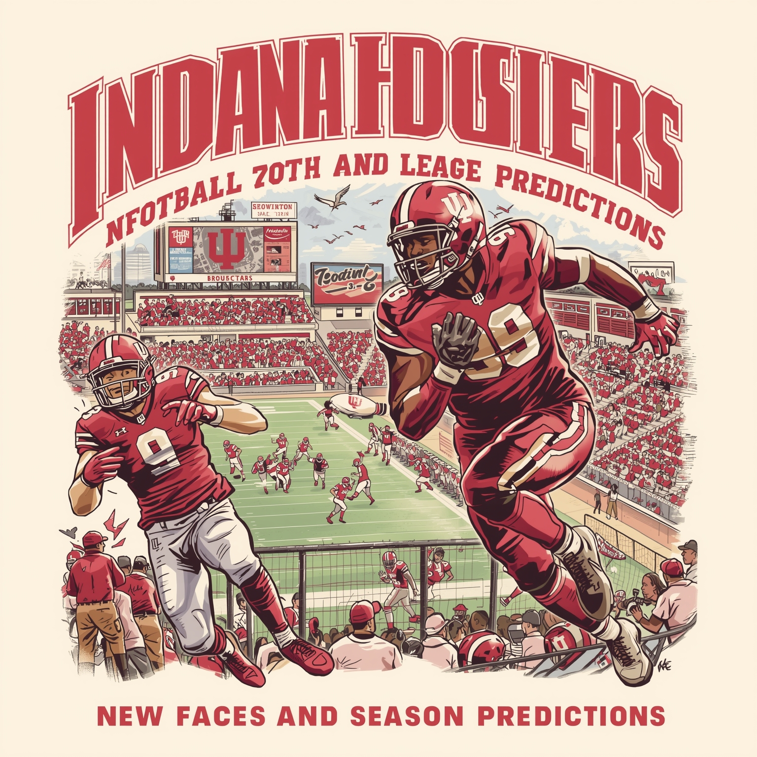 Hoosier Highlights: New Faces and Season Predictions - painting of Indiana Hoosiers football,basketball venue