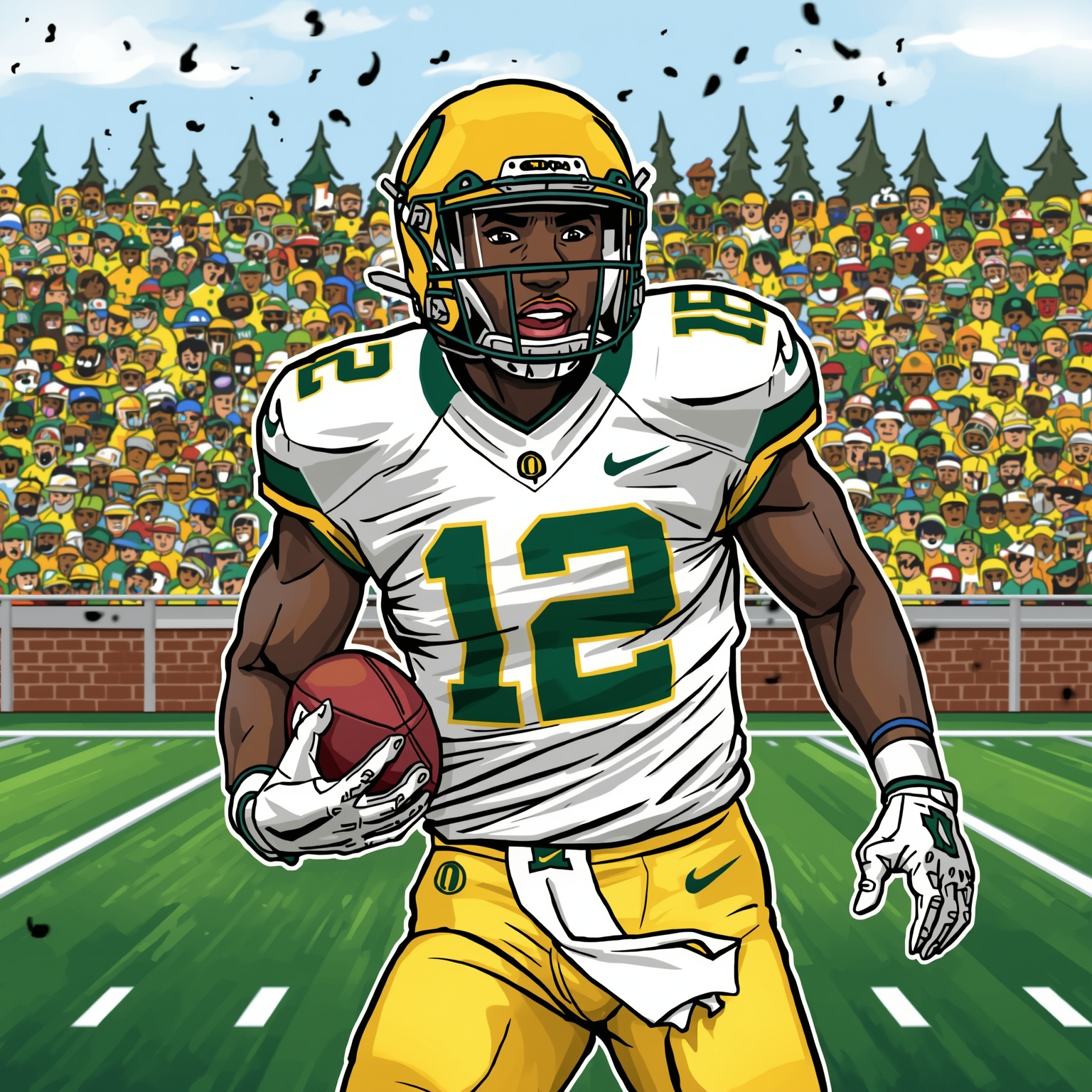 Oregon Ducks Recruiting Frenzy: Streets, Finney, Davis - painting of Oregon Ducks football venue
