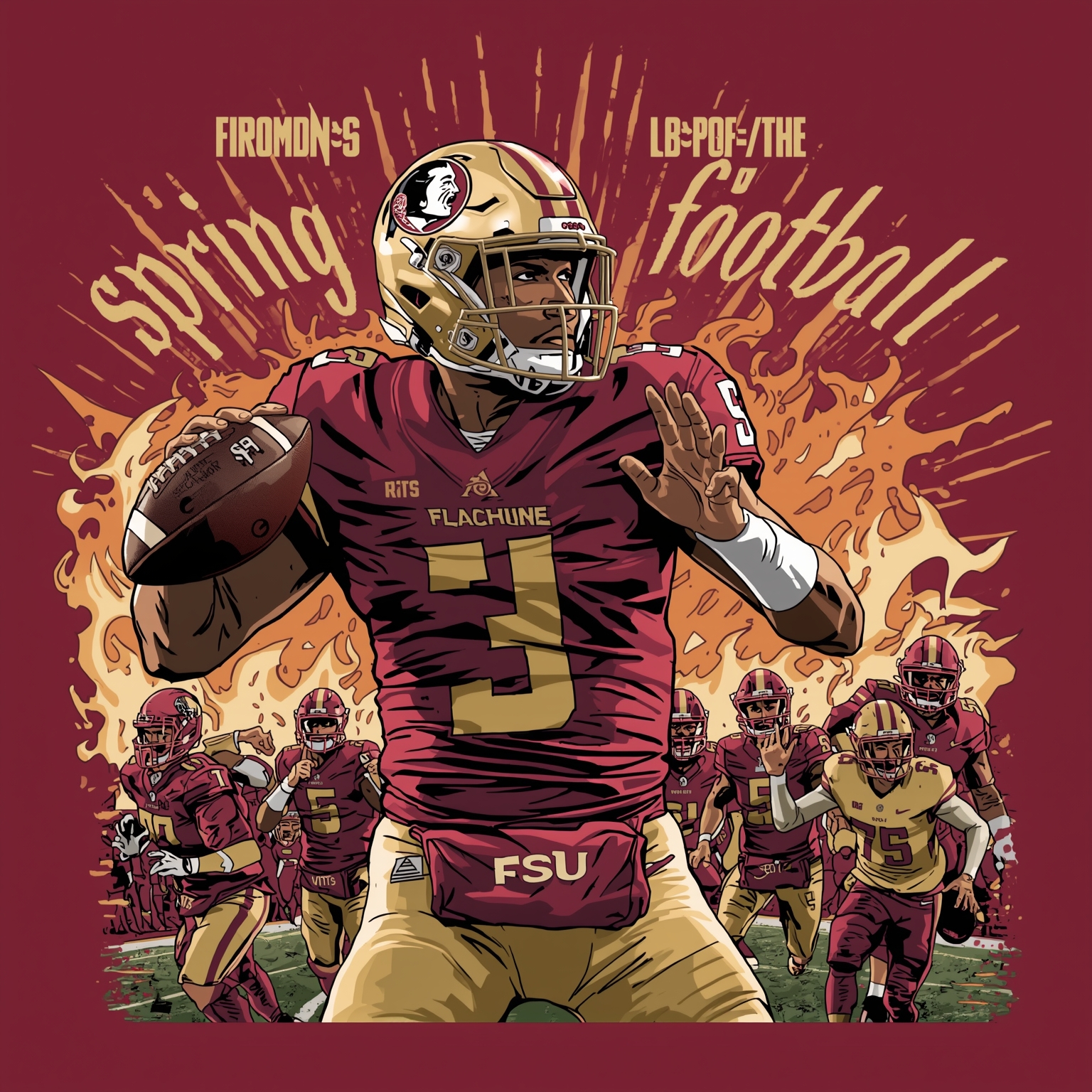 FSU’s Spring Showdown: QB Battle to Recruit Rampage - painting of Florida State Seminoles football venue