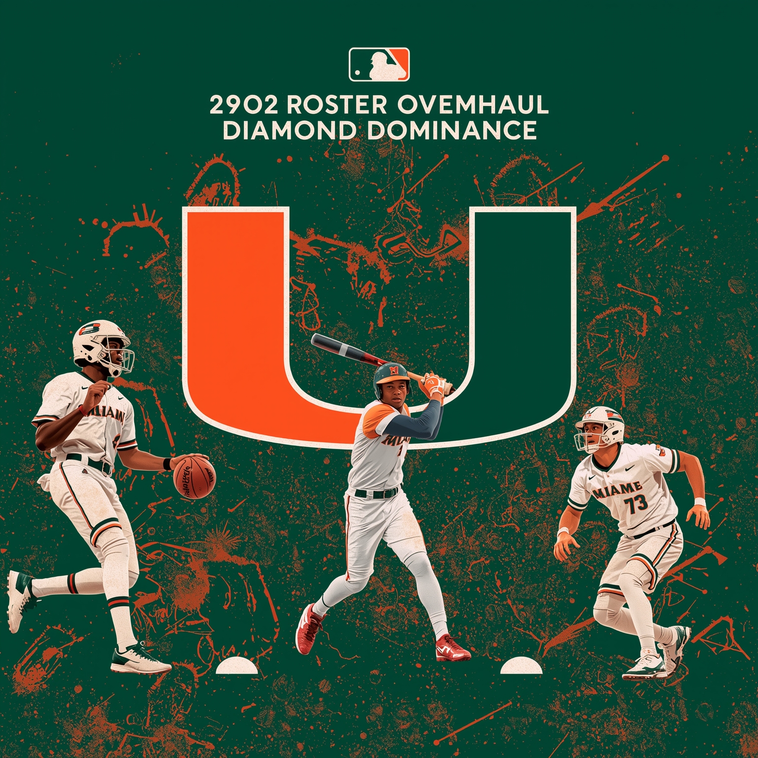 Miami Roster Overhaul Meets Diamond Dominance - painting of Miami Hurricanes basketball, baseball venue