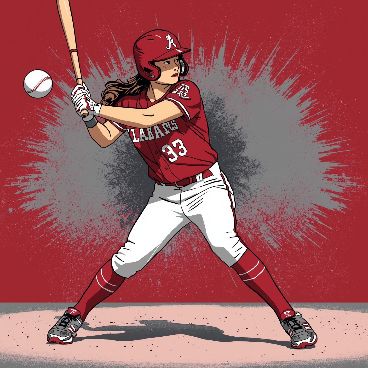 Softball Sweep and Baseball Struggle for Alabama - painting of Alabama Crimson Tide softball, baseball venue