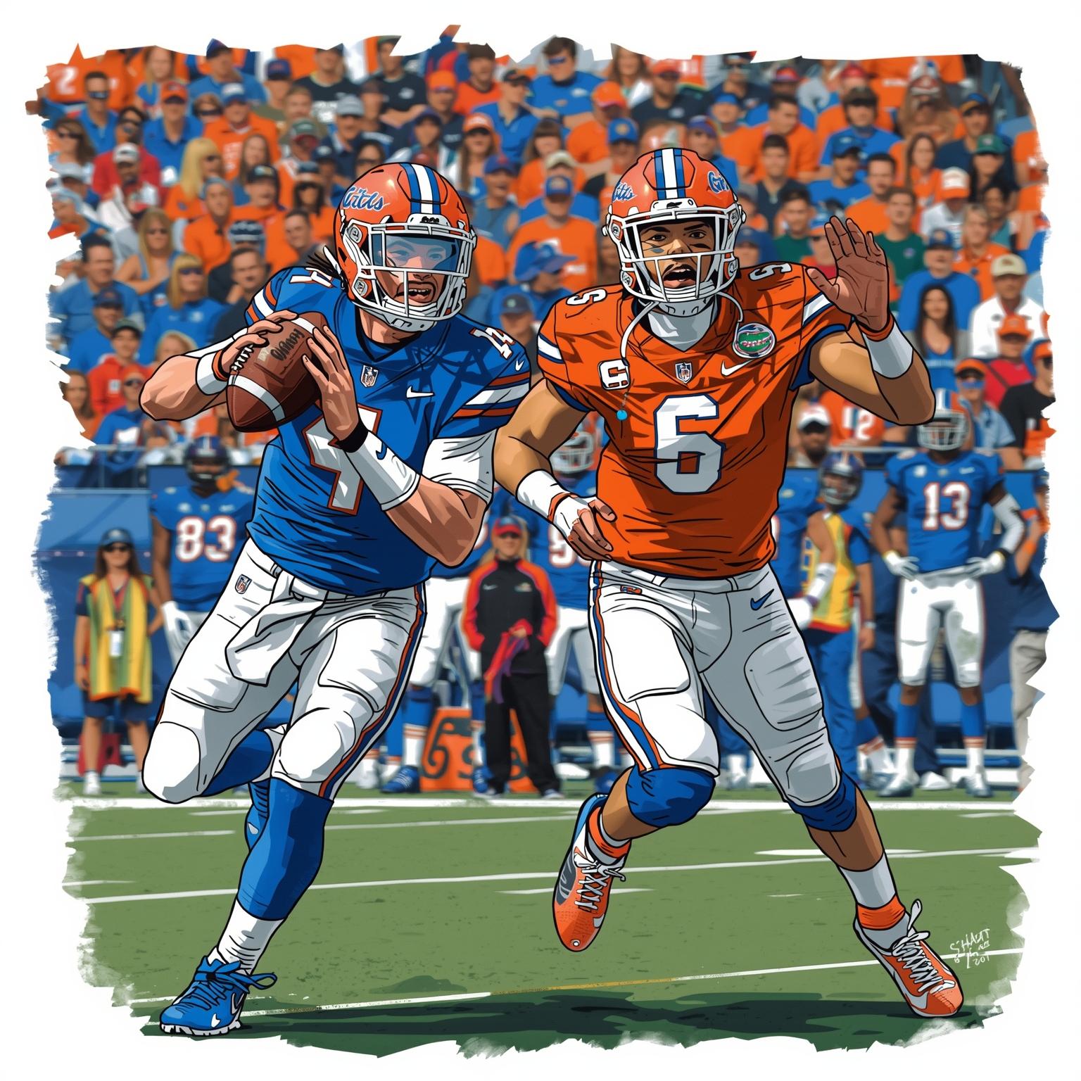 Gators QB Duel Remains Unresolved After Spring Game - painting of Florida Gators football venue