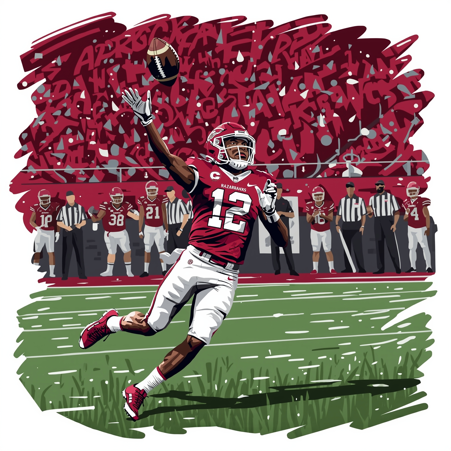 Razorbacks’ Freshmen Sparkle and Receiver’s Arrest - painting of Arkansas Razorbacks football,basketball venue