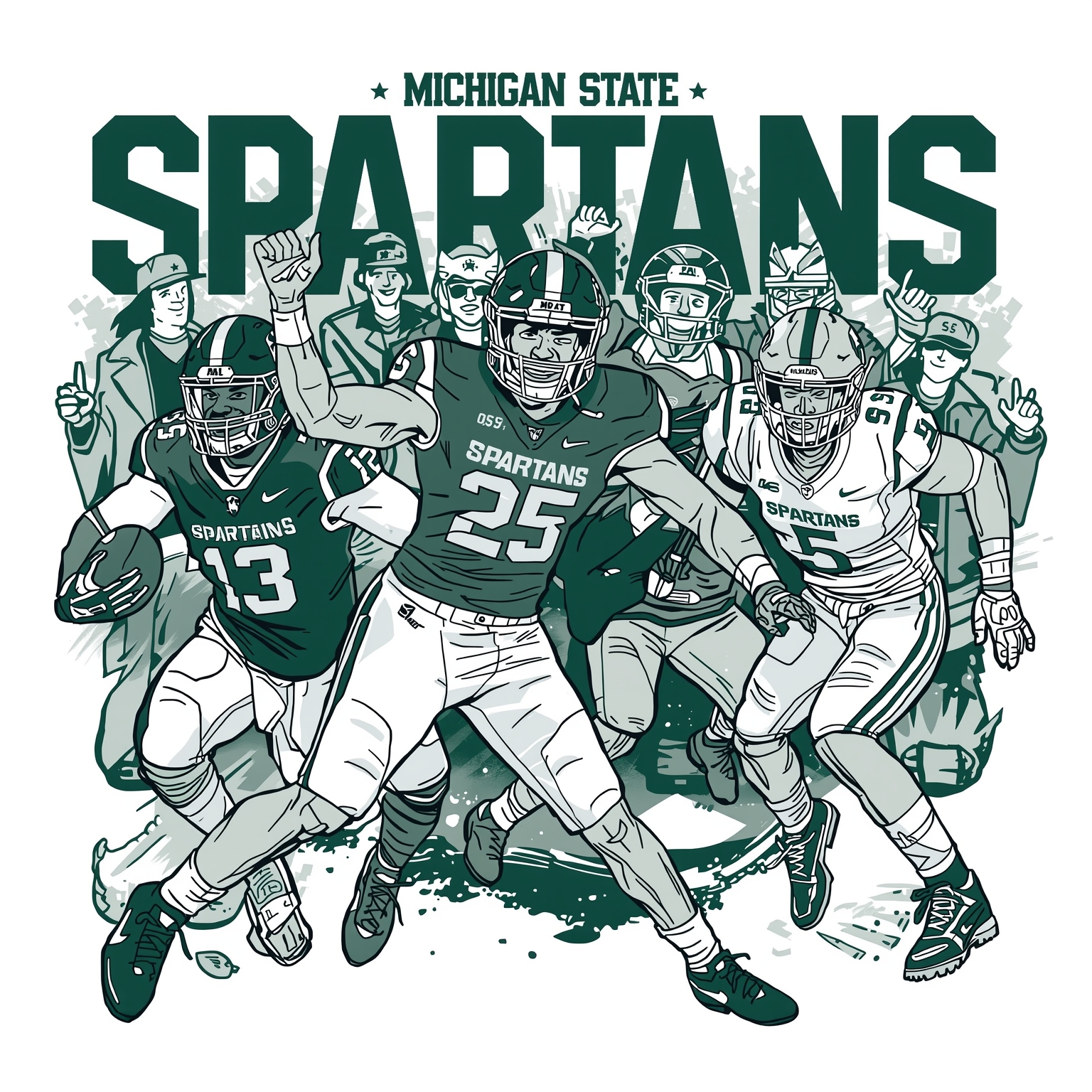 Spartans Roster Shuffle: Center, Guard & Kick Returner - painting of Michigan State Spartans basketball, football venue