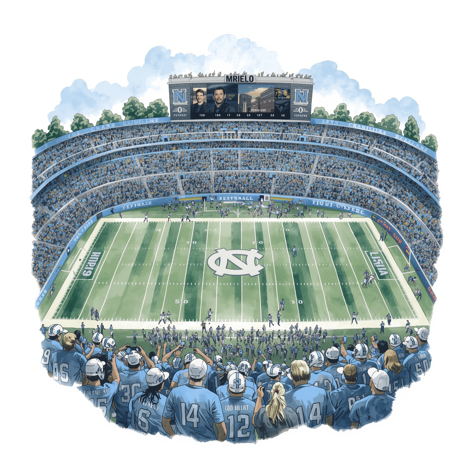 Tar Heels' Transfer Frenzy Meets NFL Draft Hopes - painting of North Carolina Tar Heels football,basketball venue