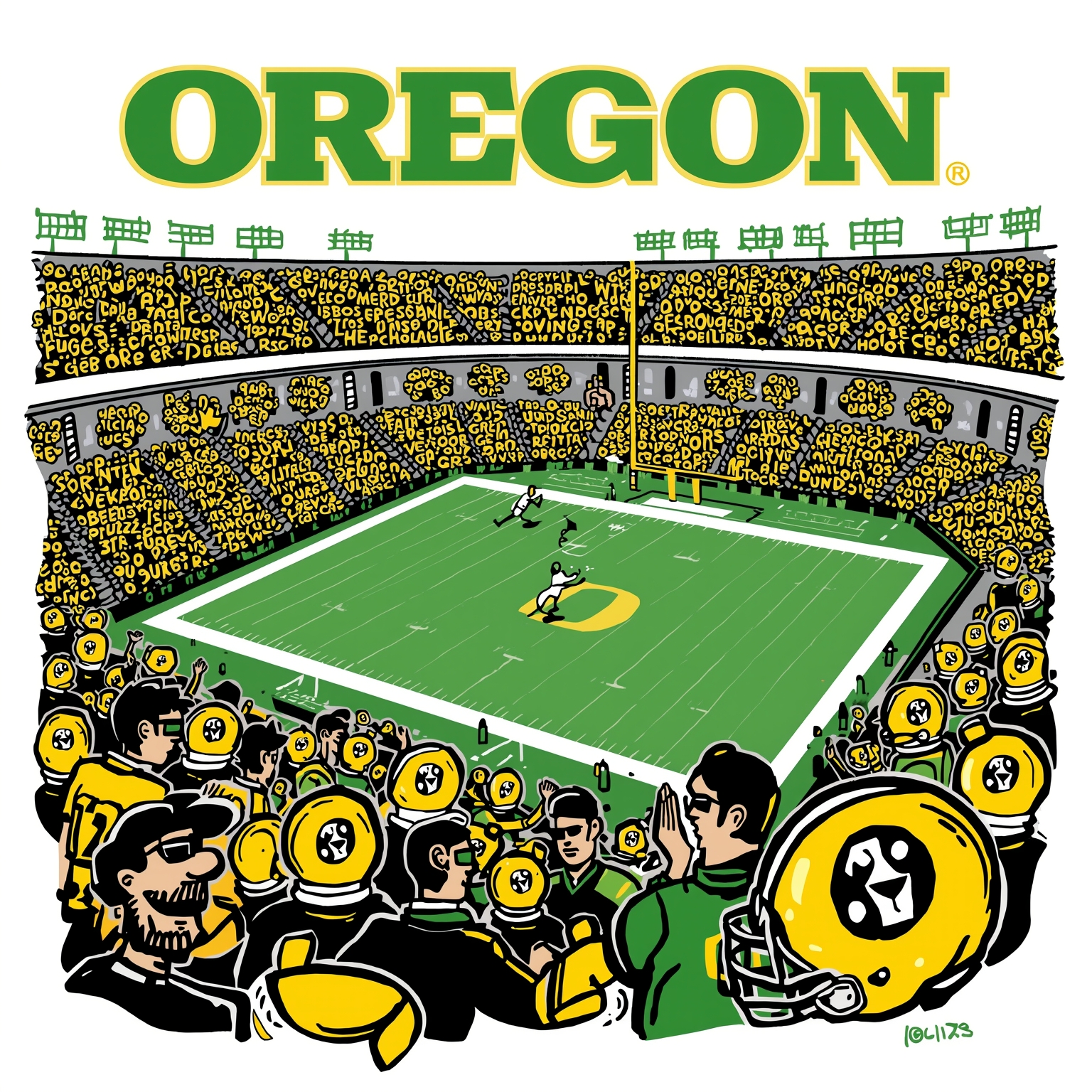 Ducks Transfer Frenzy & QB Recruiting Drama - painting of Oregon Ducks football, basketball venue