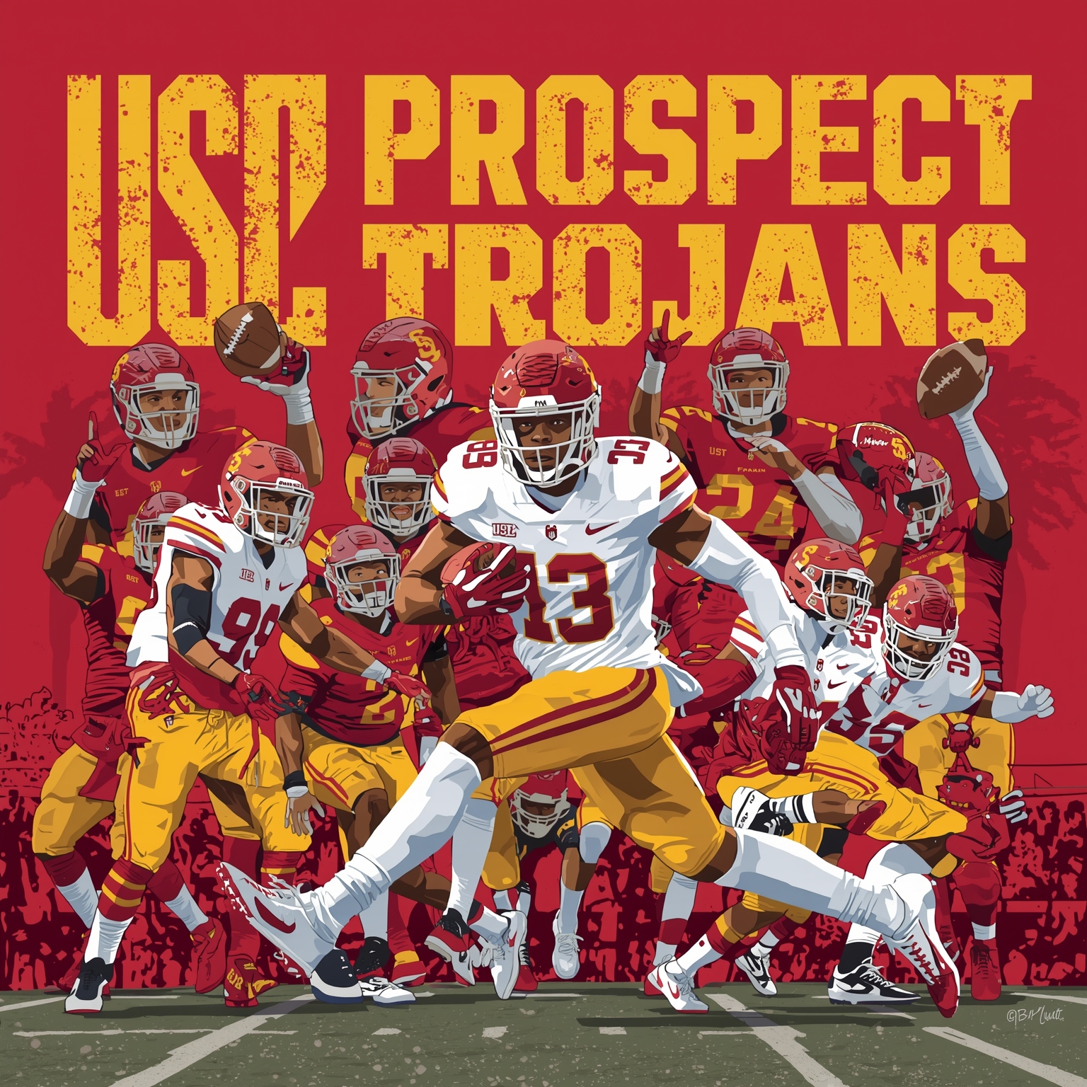 USC Prospects: Draft Sleepers, Freshman Stars & Recruits - painting of USC Trojans football,basketball venue