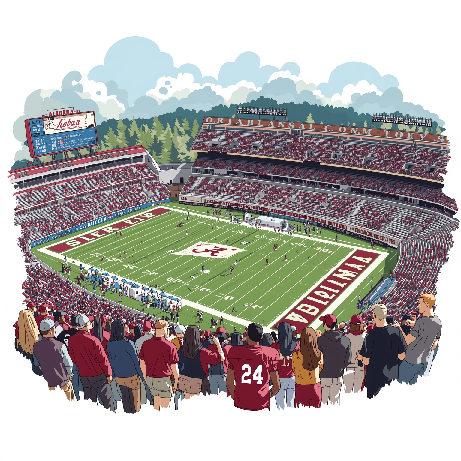 Crimson Tide Roundup: Transfers, Sweeps & Scrimmages - painting of Alabama Crimson Tide football,softball,basketball,baseball venue