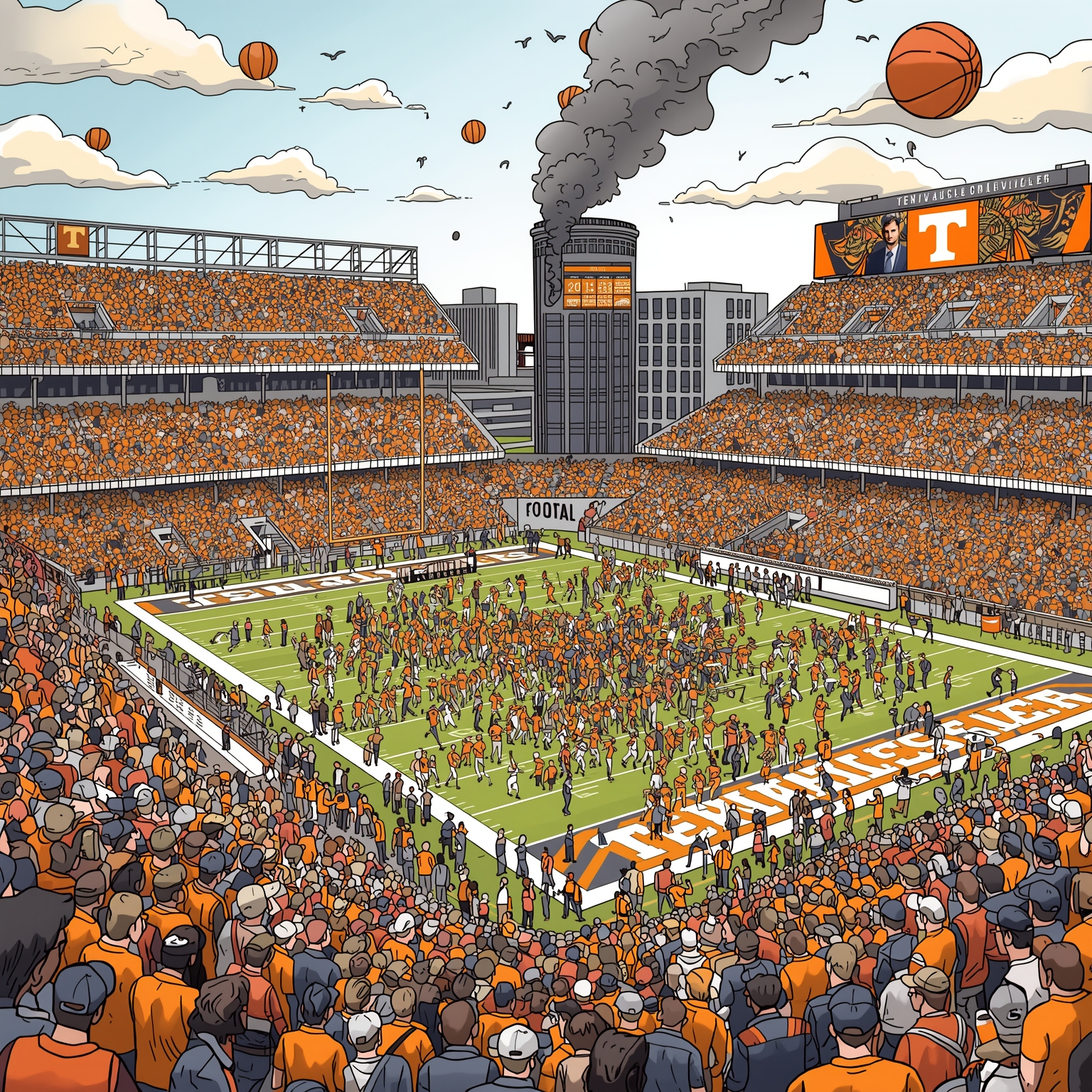 Vols Transfer Haul, Draft Attendees & Mock Draft Chaos - painting of Tennessee Volunteers football, basketball venue