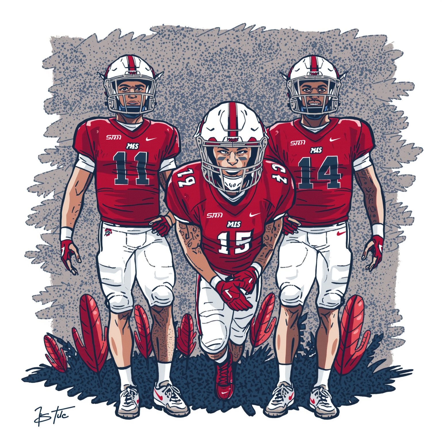 Ole Miss Reloads: From Football Prospects to WNBA Draft - painting of Ole Miss Rebels football, basketball venue