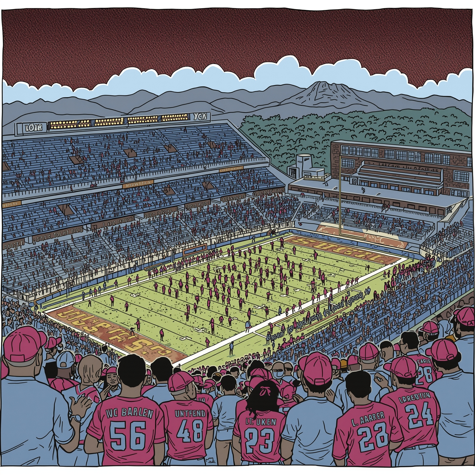 USC’s Trojan Talent Pipeline Unleashed - painting of USC Trojans football,basketball venue