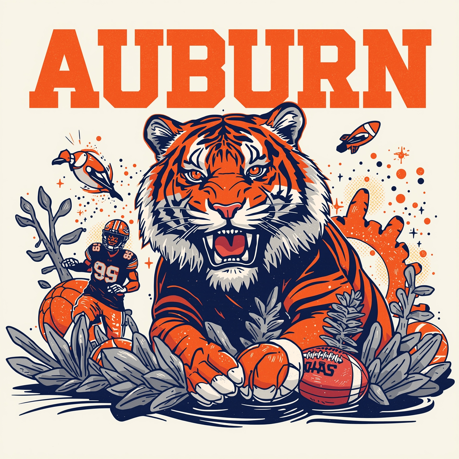 Auburn’s Recruiting Blitz and Ranking Rollercoaster - painting of Auburn Tigers football, baseball venue