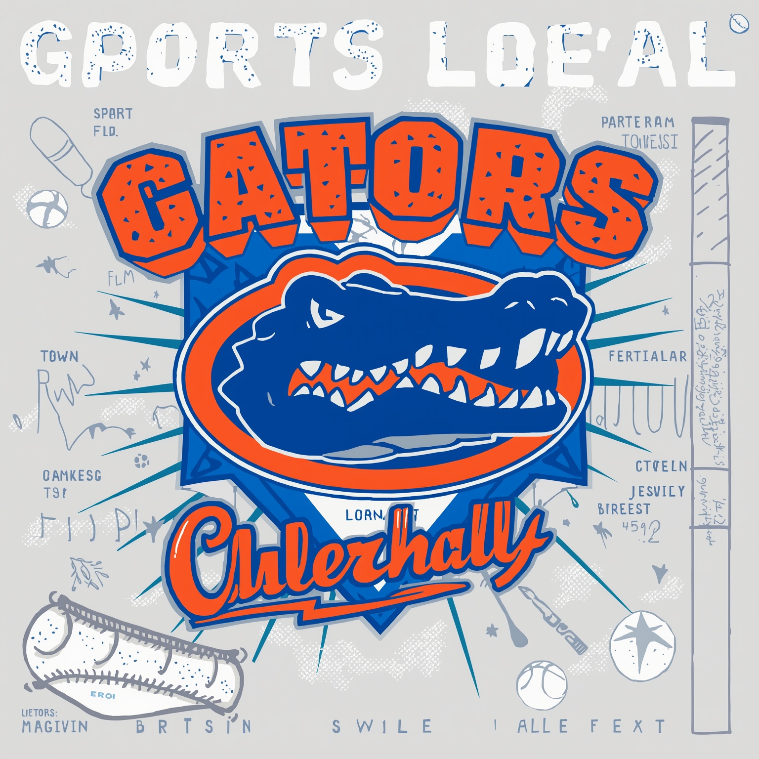 Gators Sports Overhaul: Baseball, Volleyball & Hoops - painting of Florida Gators baseball, volleyball, basketball venue