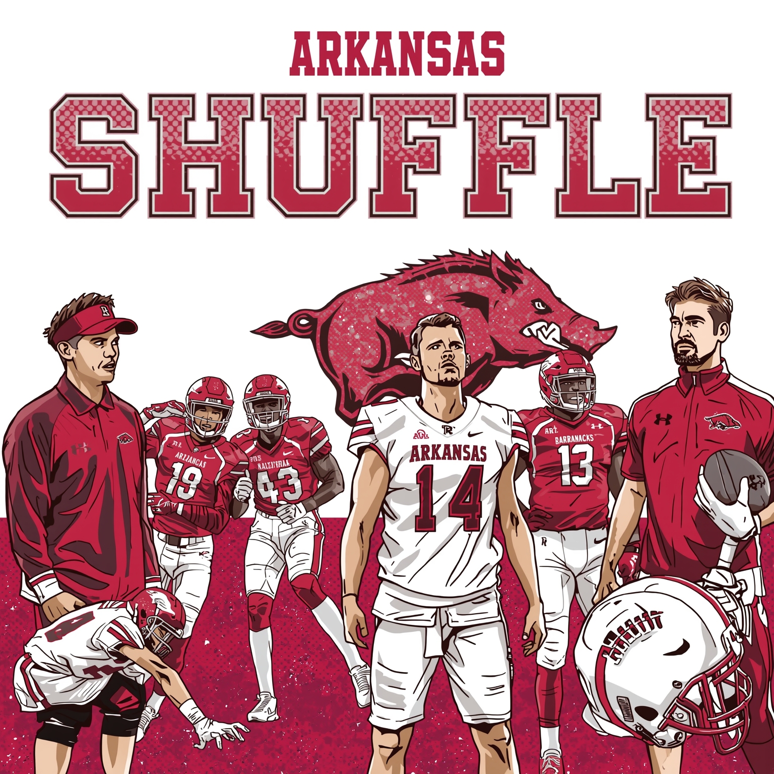 Razorbacks Shuffle: Drafts, Departures and New Faces - painting of Arkansas Razorbacks basketball, football, baseball venue