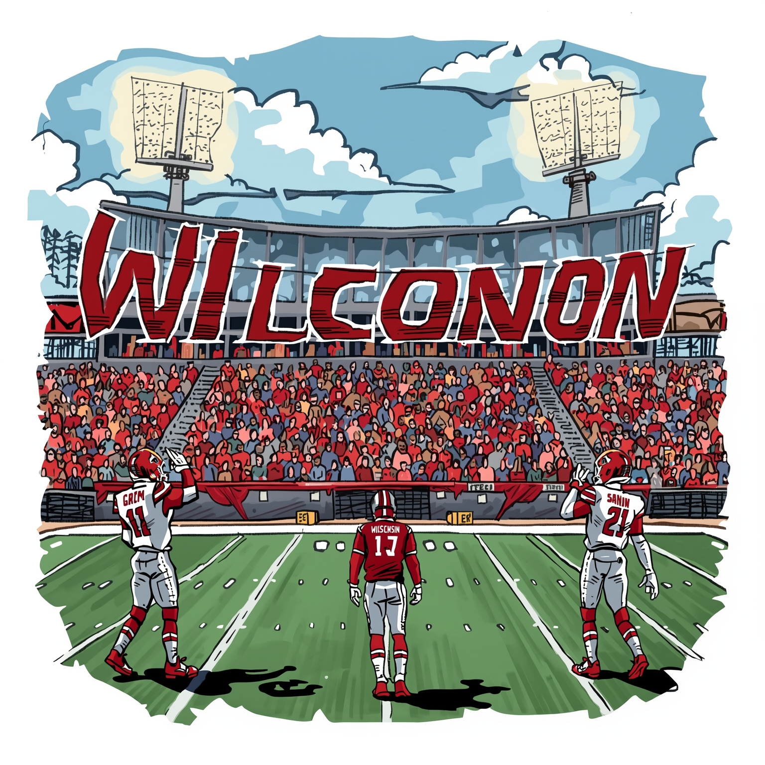 Badger Sports: Recruits, Transfers and Win-Now Pressure - painting of Wisconsin Badgers football, basketball venue