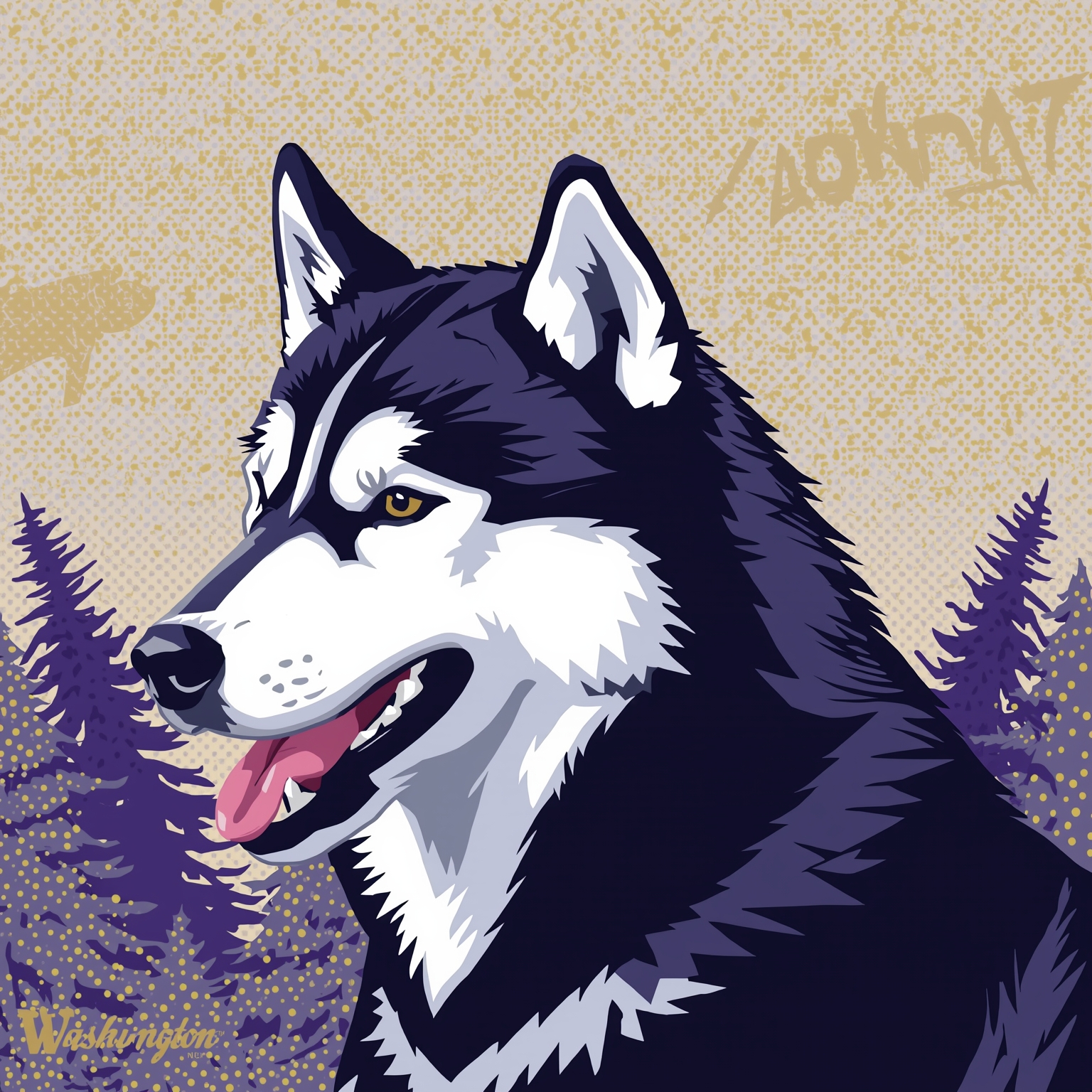 Husky Roster Turmoil: Backcourt Exodus, New Shooter & ‘Batman’ Return - painting of Washington Huskies football,basketball venue