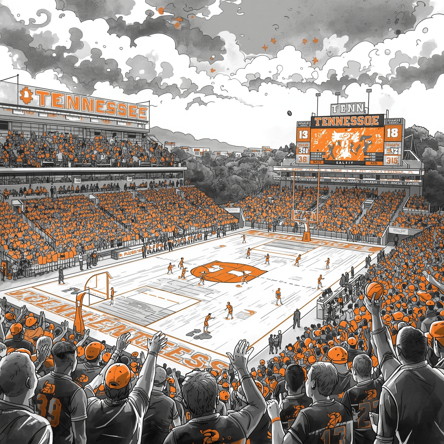 Volunteers Face November Tests and Land Hoop Star - painting of Tennessee Volunteers basketball, football venue