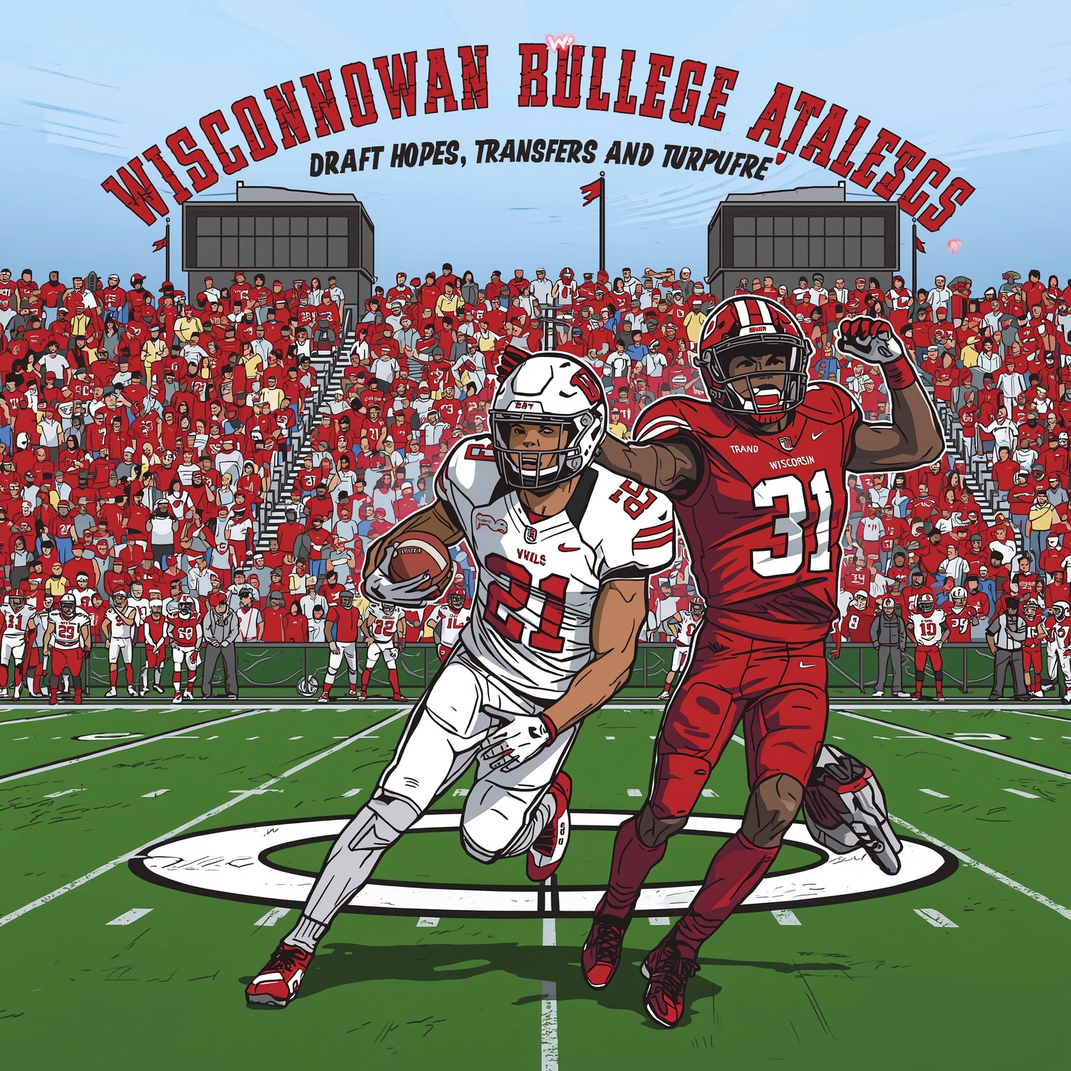 Wisconsin Athletics: Draft Hopes, Transfers and Turmoil - painting of Wisconsin Badgers football,basketball venue
