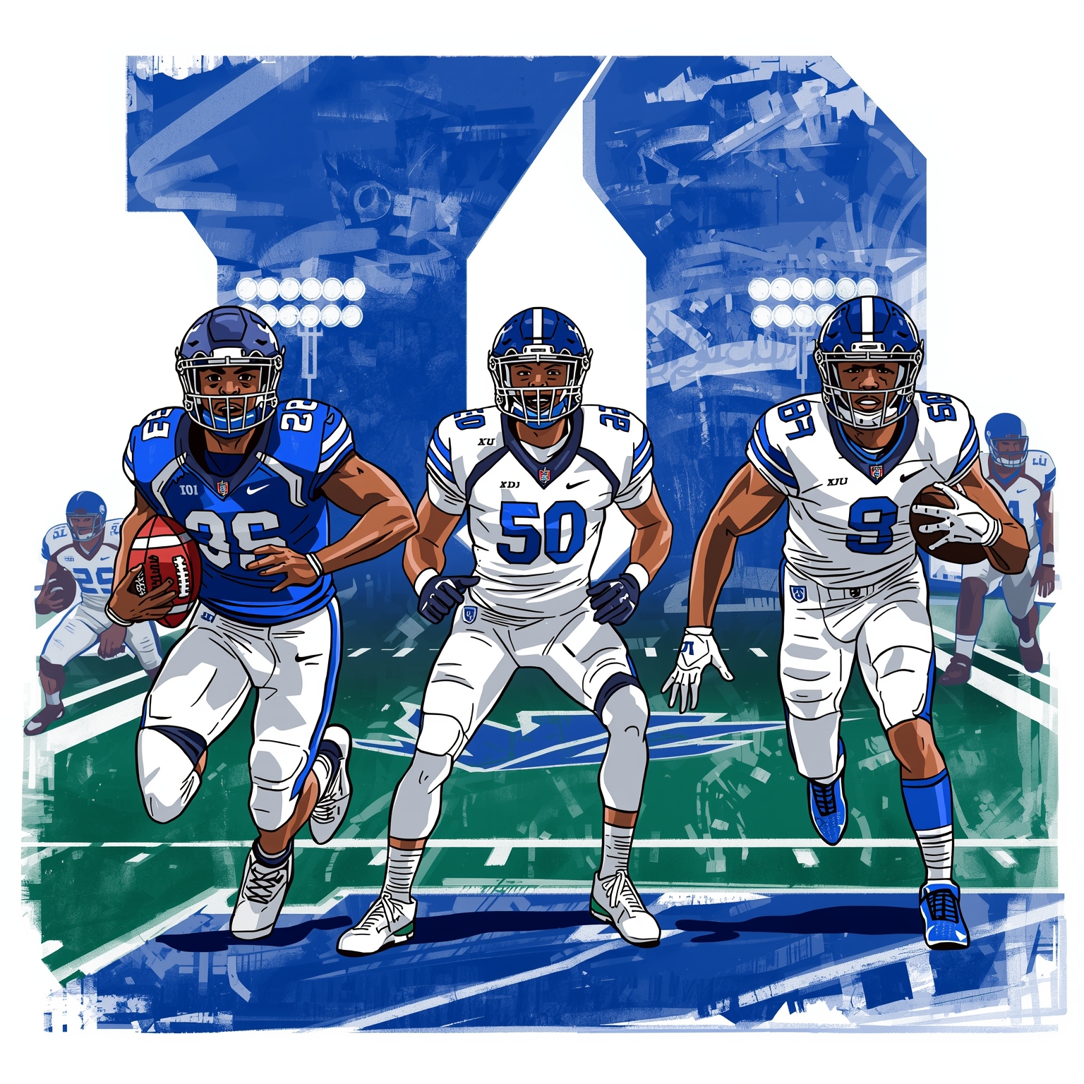 Duke's Offseason: Draft Futures and Roster Roulette - painting of Duke Blue Devils basketball, football venue