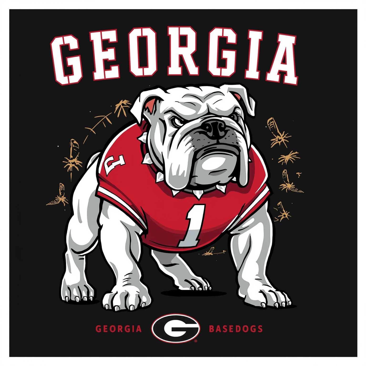 Georgia Spotlight: Baseball Battles & Football Fallout - painting of Georgia Bulldogs football, baseball venue