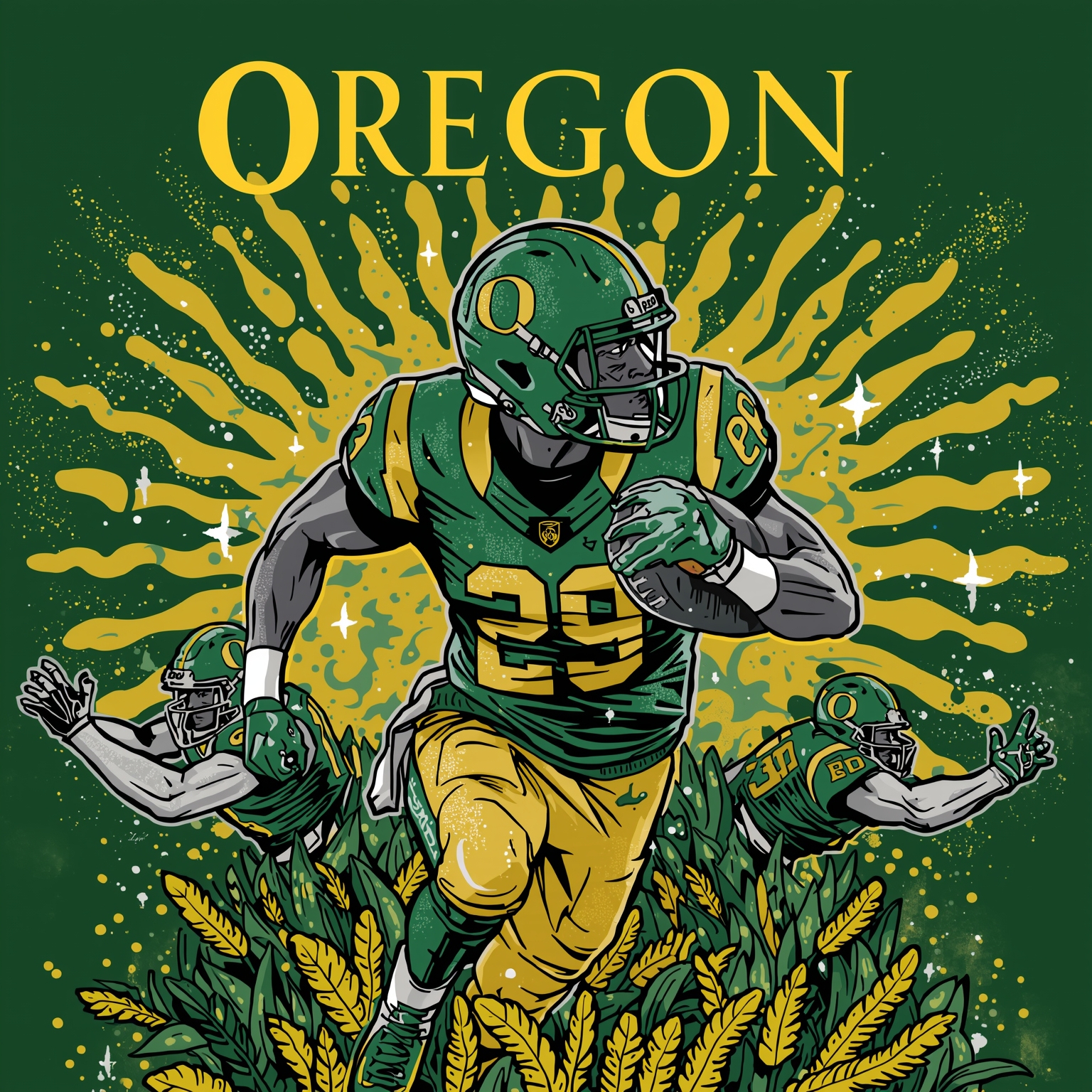 Oregon Ducks Football: From Freshmen to NFL Prospects - painting of Oregon Ducks football venue